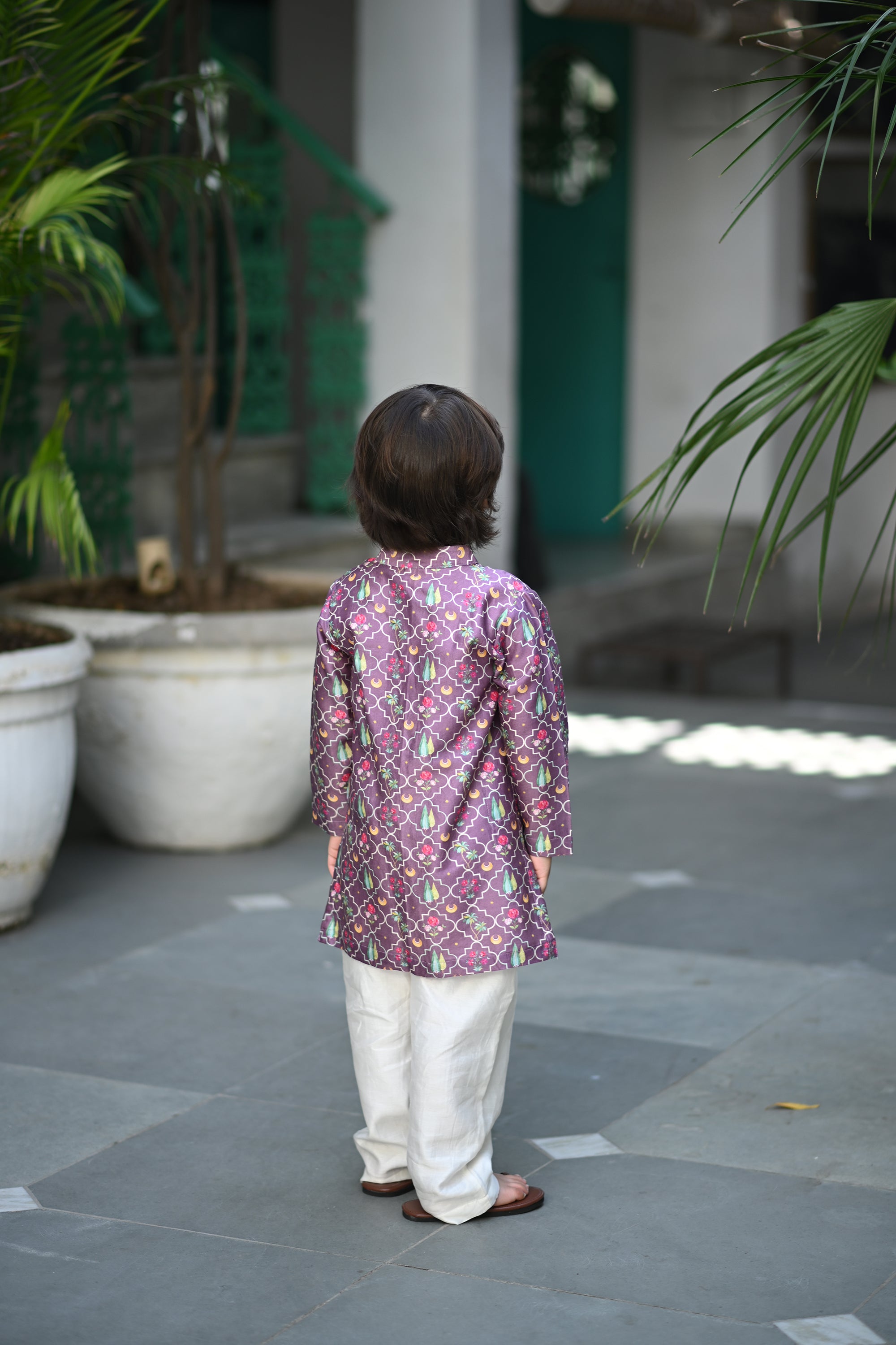 Shamsher Kurta And Pyjama Set- Grape Periyaar
