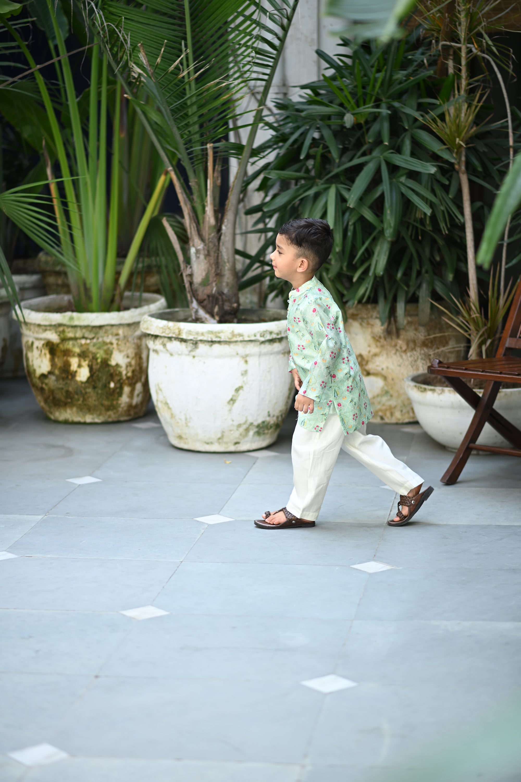 Shamsher Kurta And Pyjama Set- Light Mint Periyaar