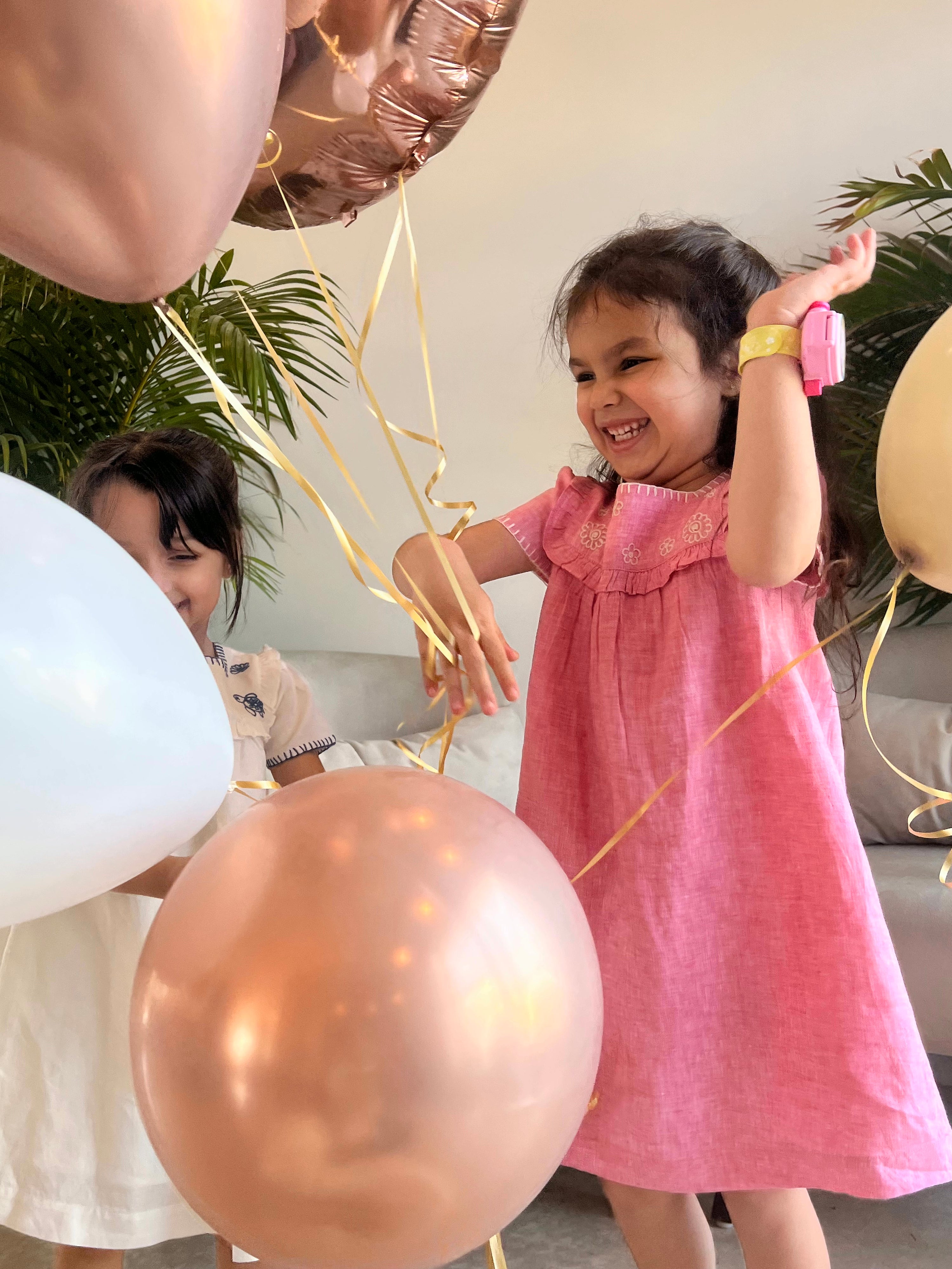 Lyla Dress - Pink Floral Linen