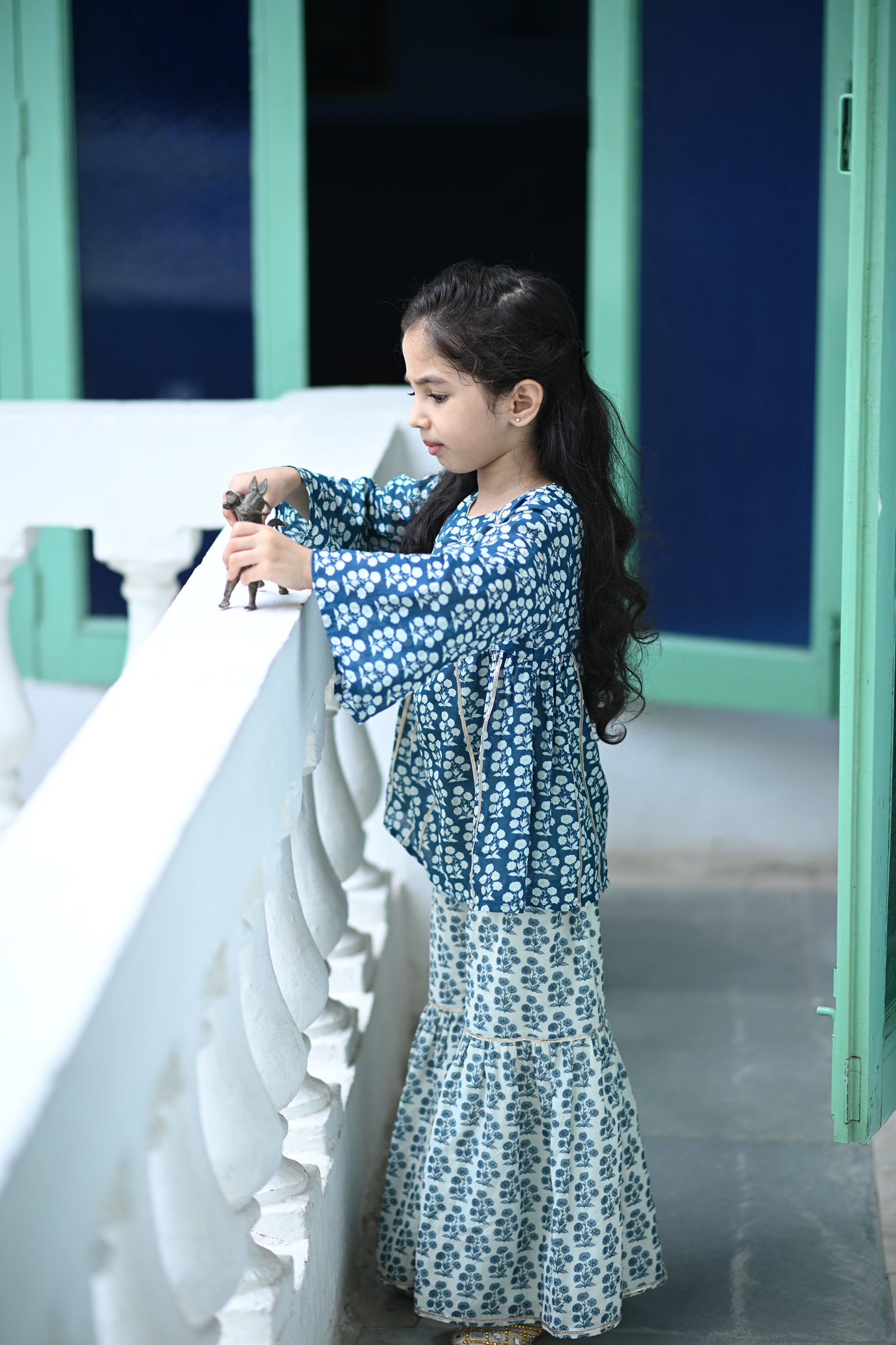 Tara Gharara Set - Dark Navy Rumi
