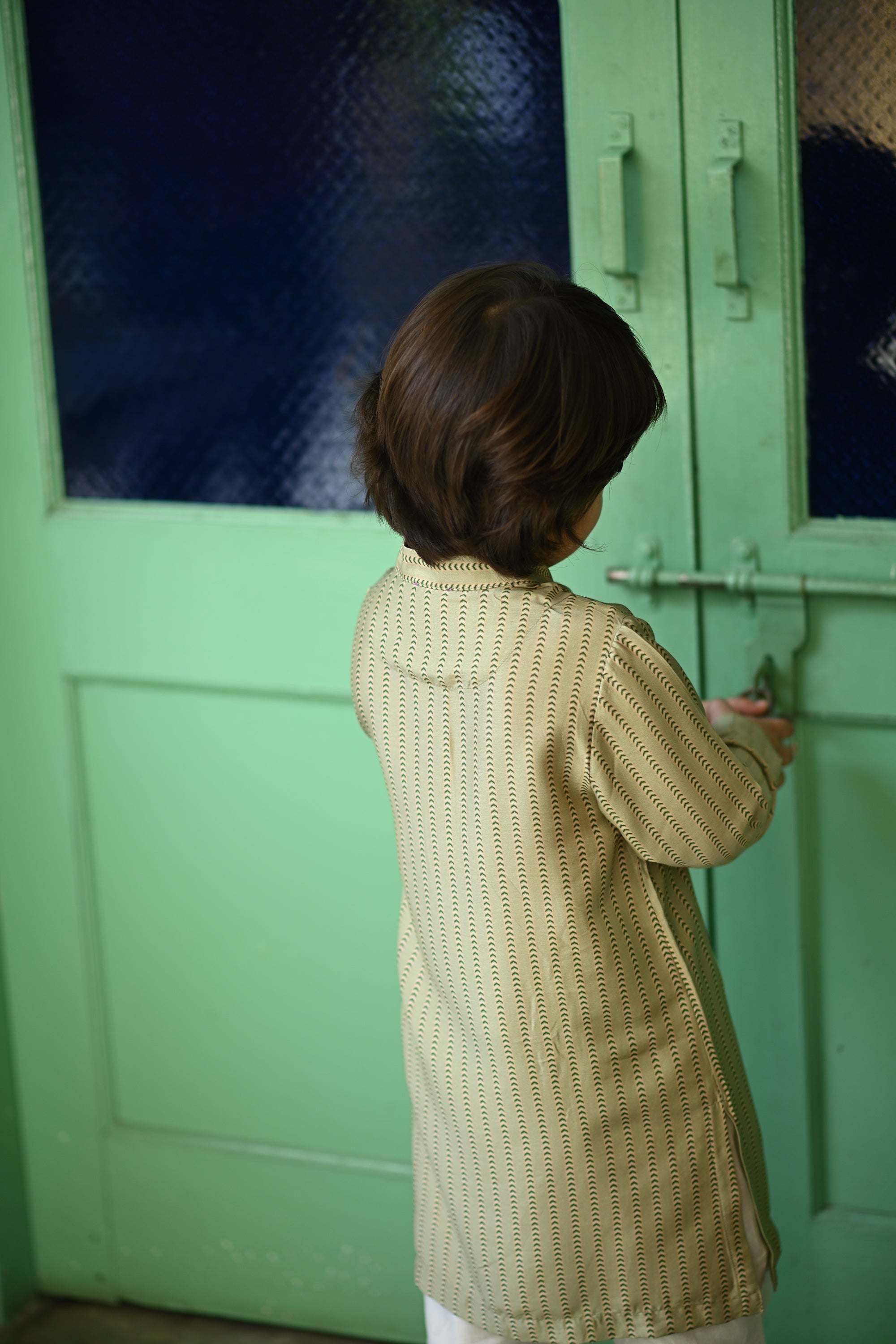 Udayveer Kurta And Pyjama Set - Sage Stripe