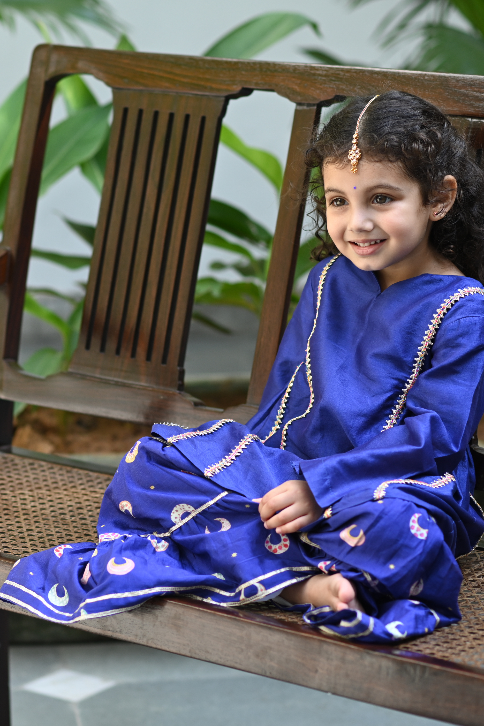 Naintara Gharara set - Royal Blue Chand