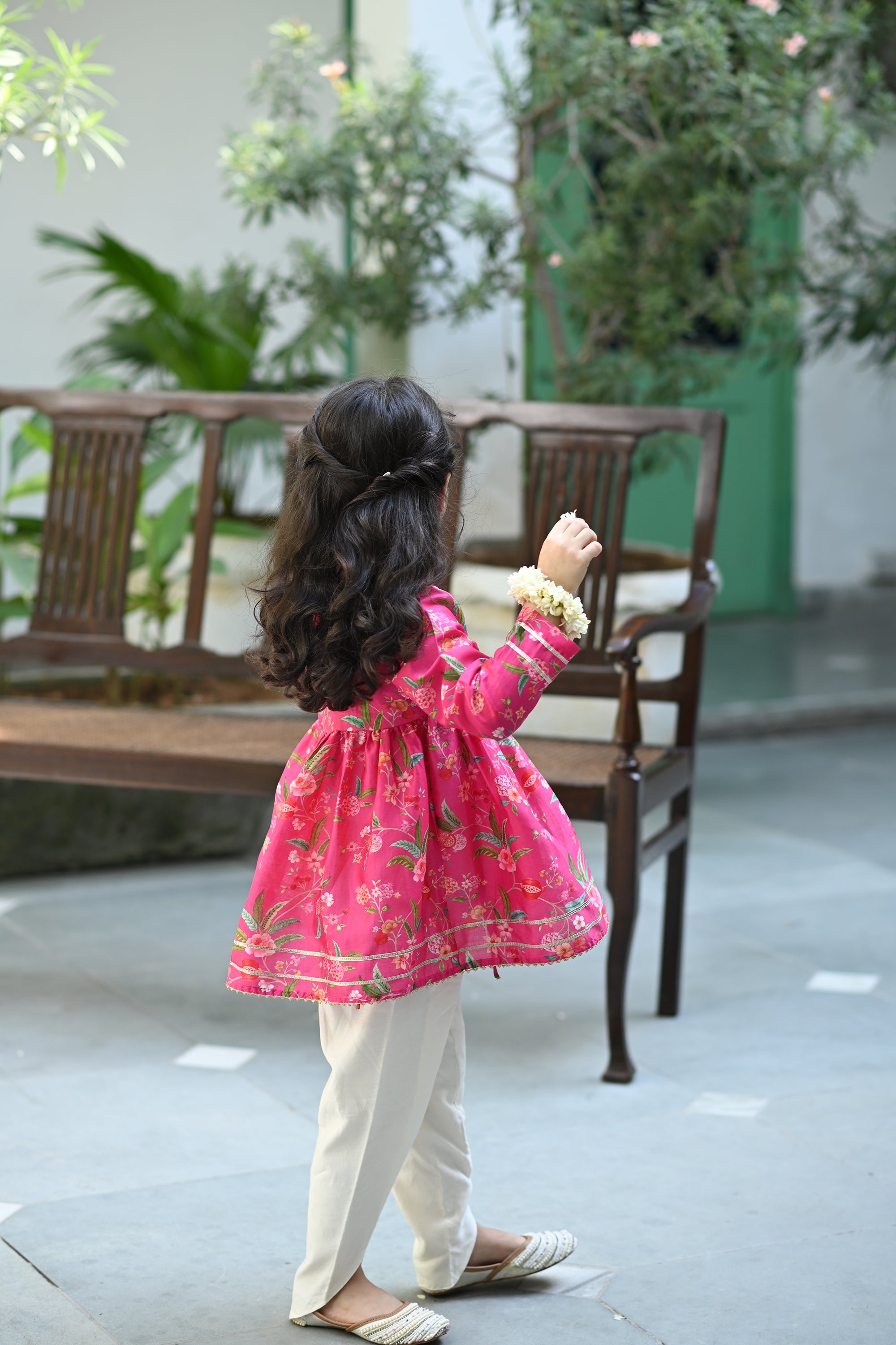 Aanya Angrakha Set-Pink Pom Jaal