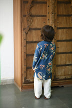 Dilsher Kurta And Pyjama Set- Navy Jungle Reverie