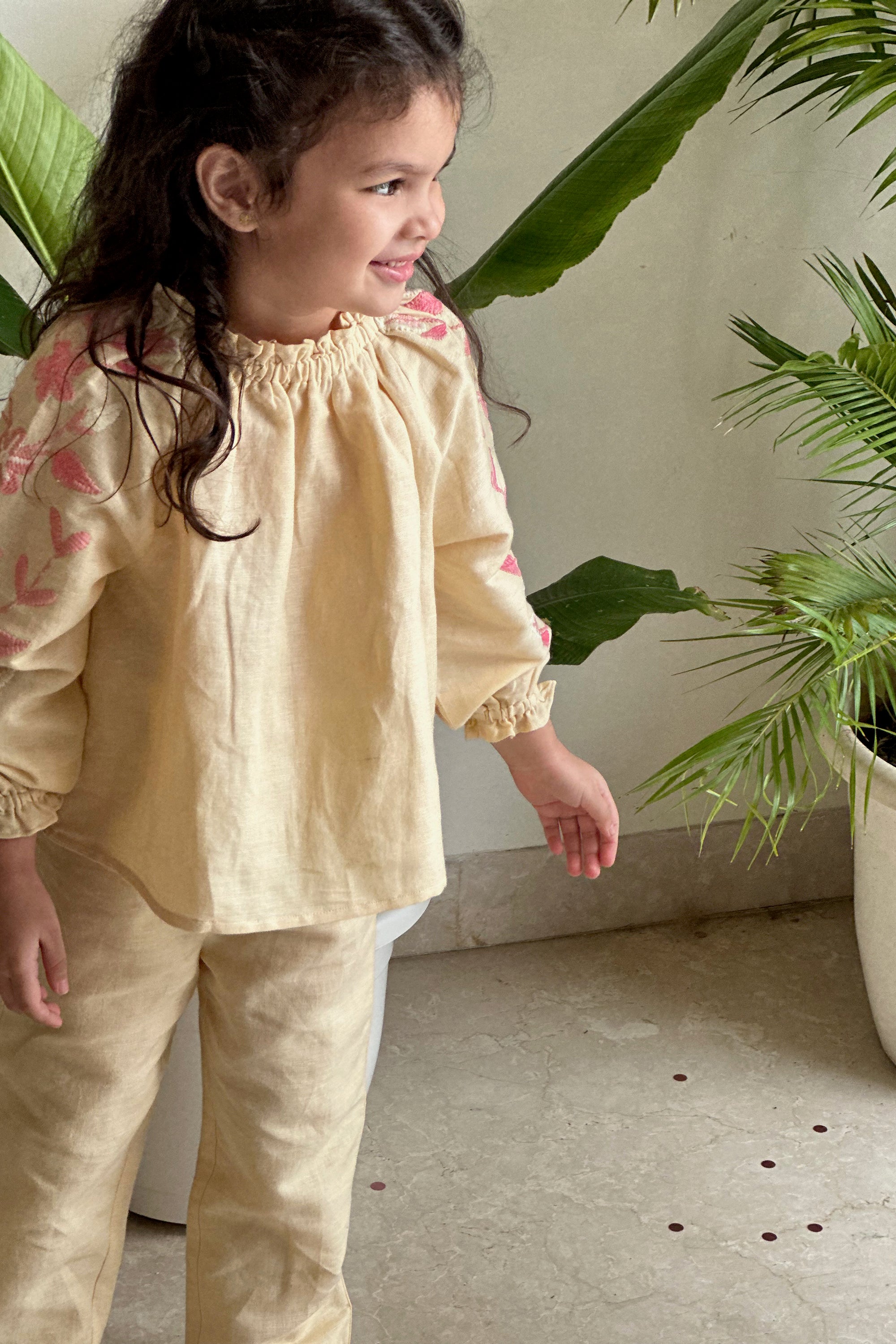 Julia Embroidered Set - Butter Linen