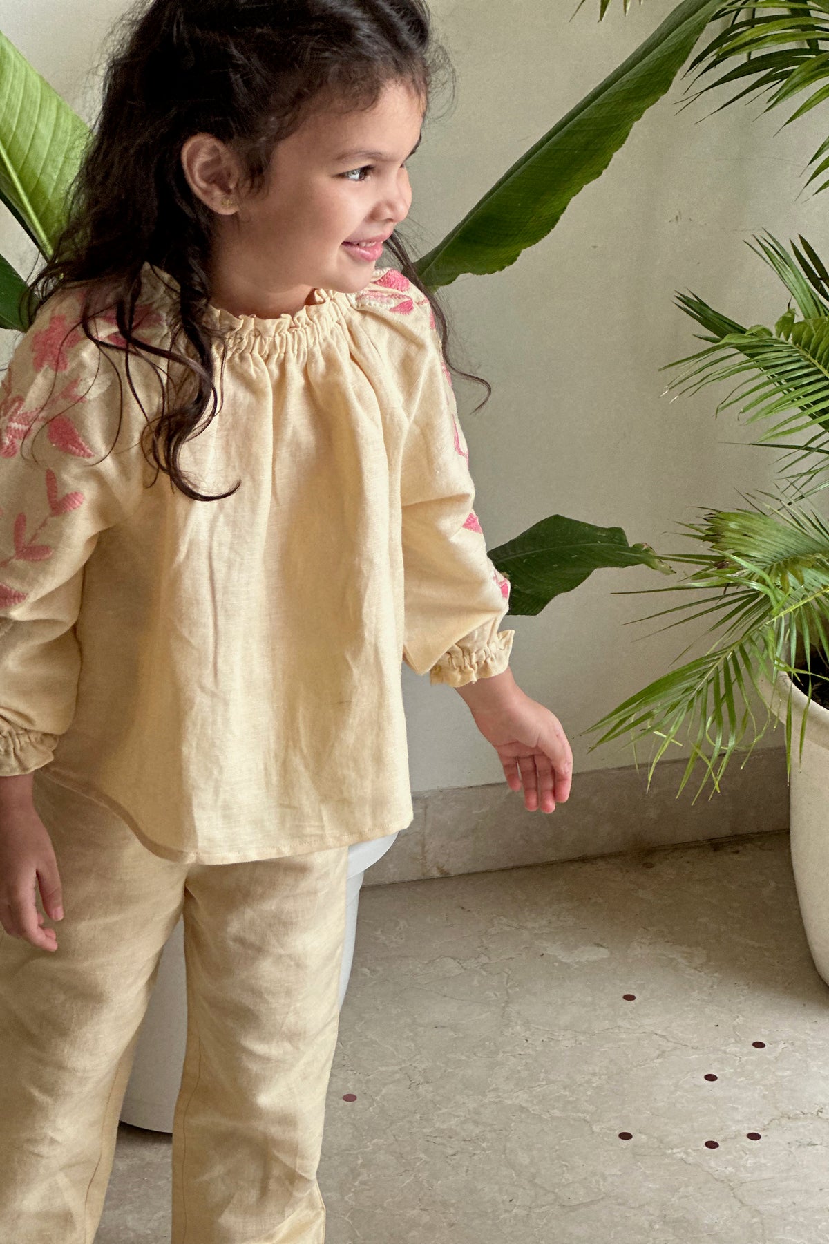 Julia Embroidered Set - Butter Linen