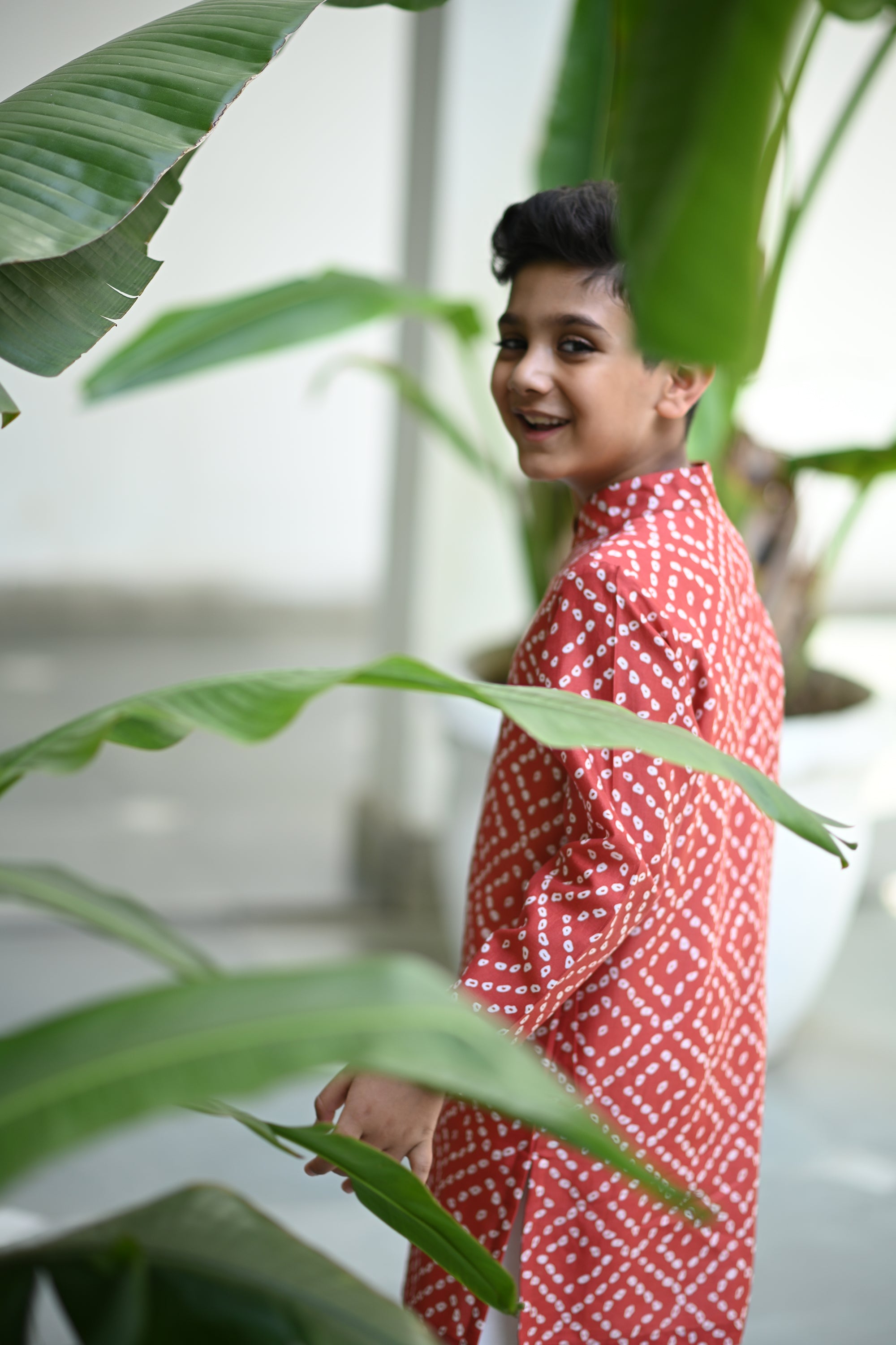 Zameer Kurta And Pyjama Set-Red Bandhini