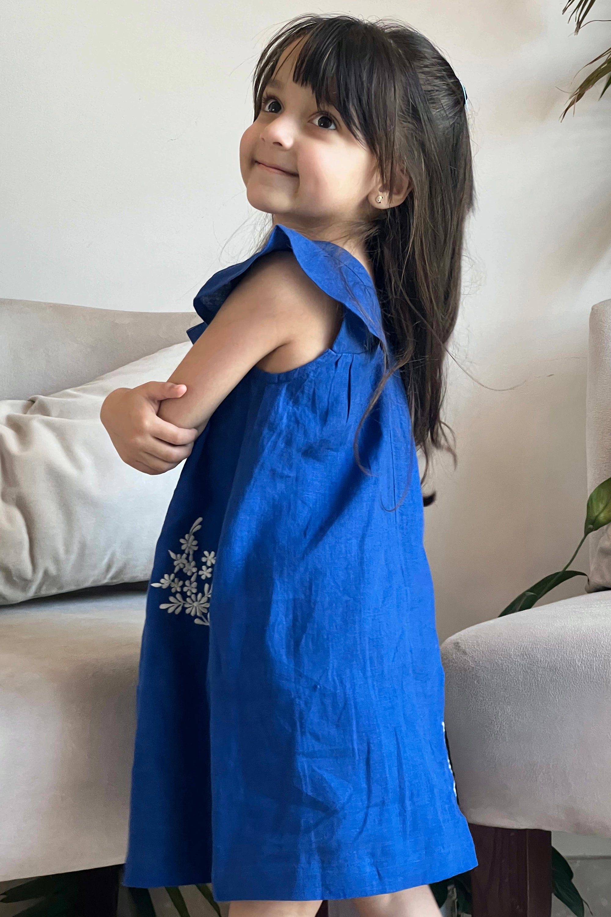 Elina Linen Dress -  Blue