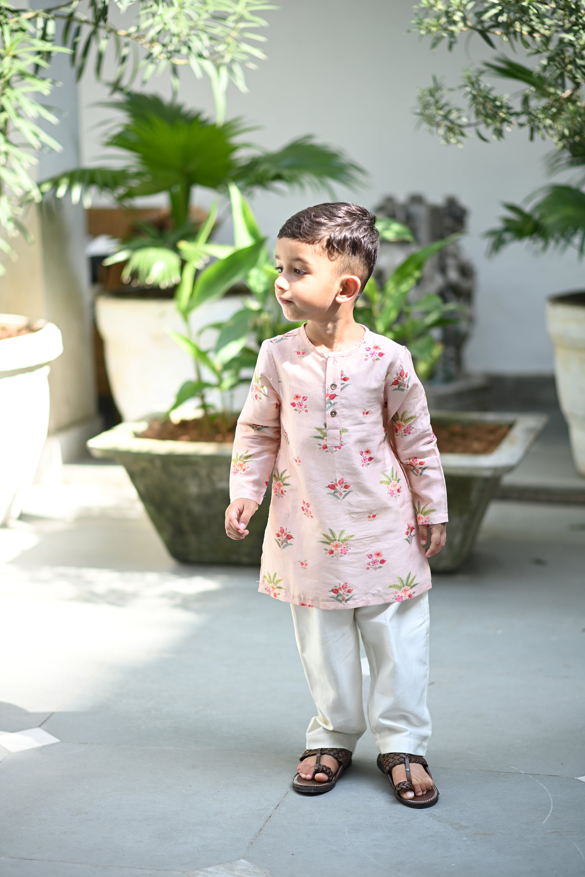 Zorawar Kurta And Pyjama Set-Pink Anaar Bagh