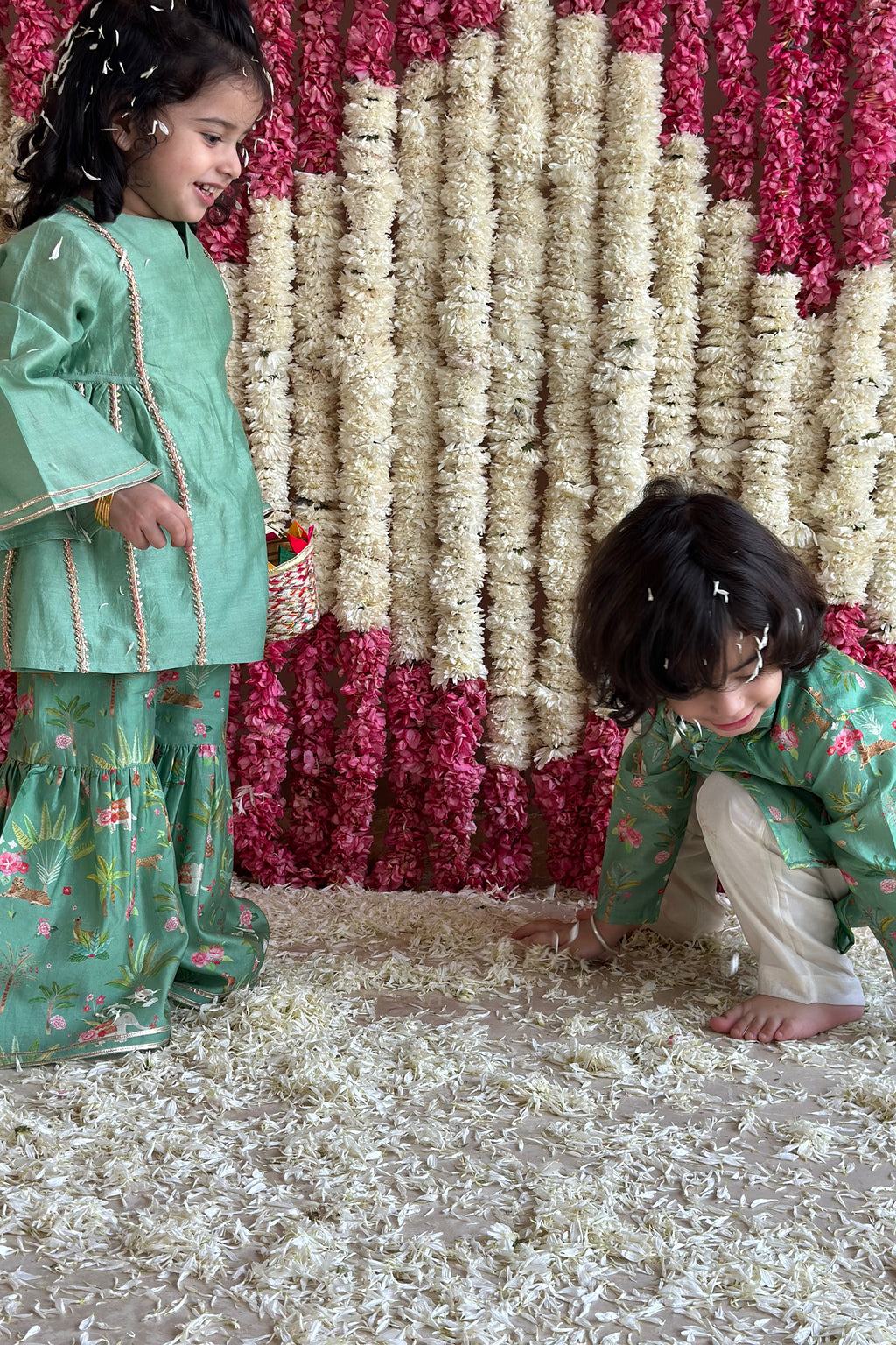 Tara Gharara Set - Pine Green Sher Bagh