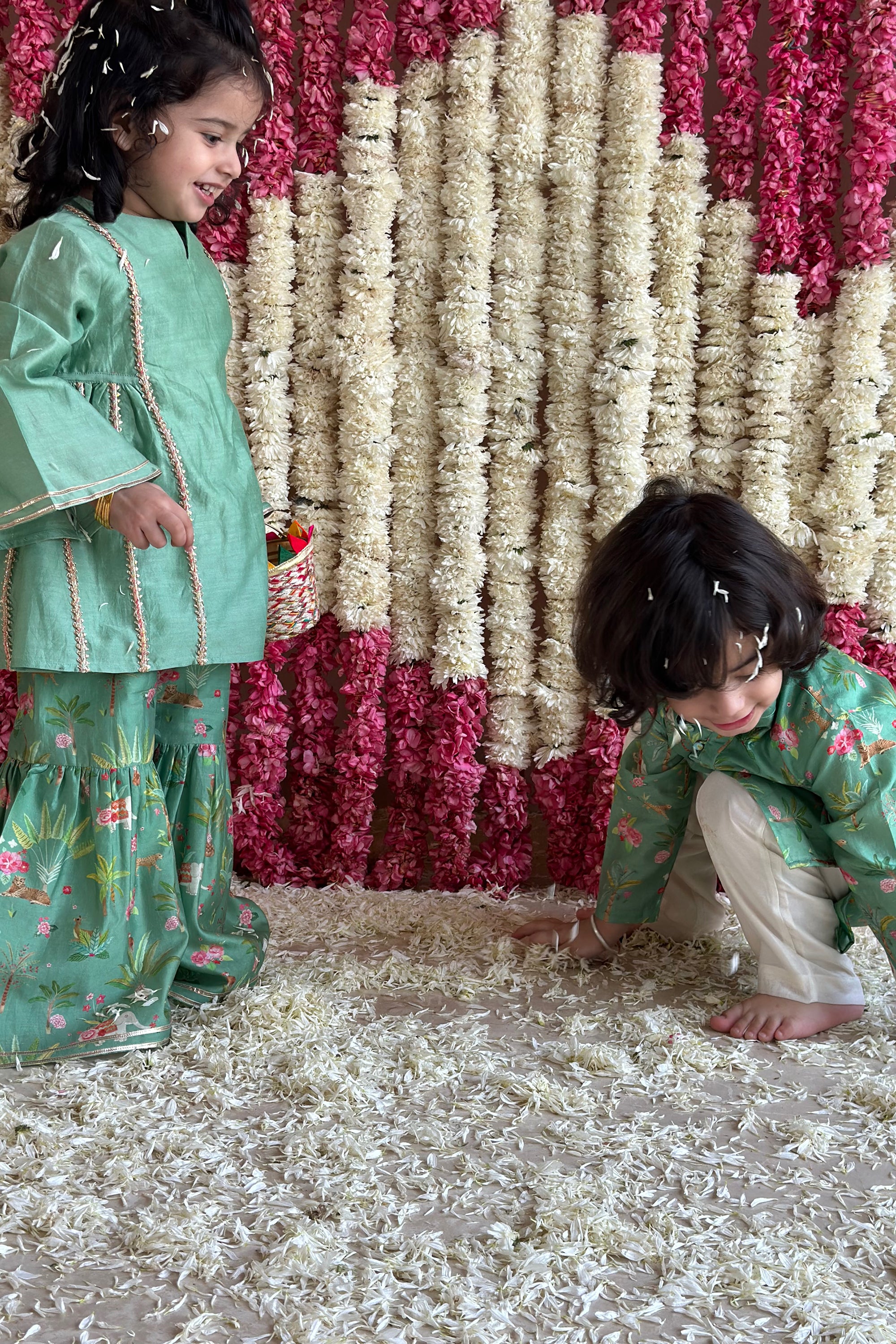 Tara Gharara Set - Pine Green Sher Bagh