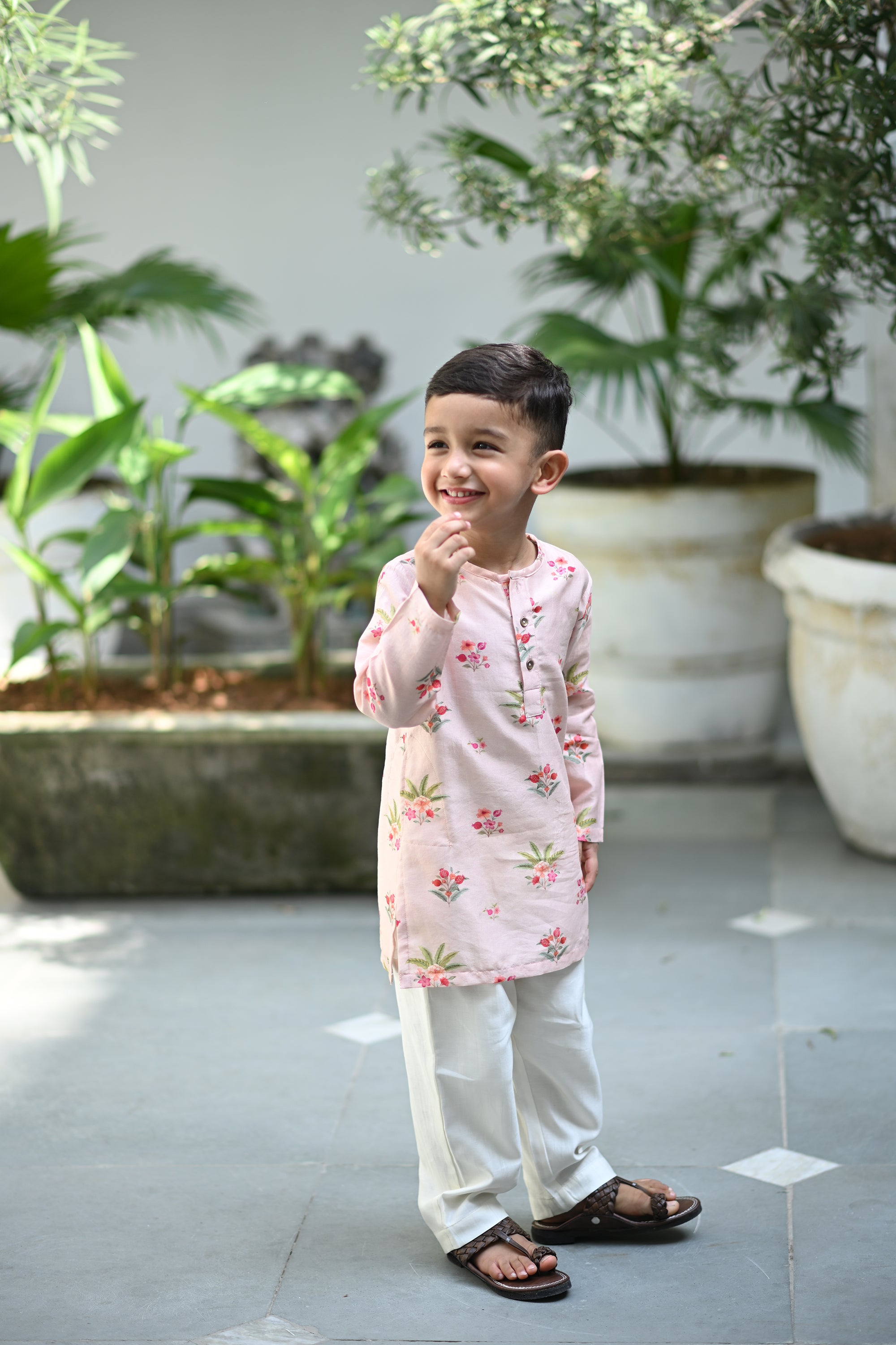 Zorawar Kurta And Pyjama Set-Pink Anaar Bagh