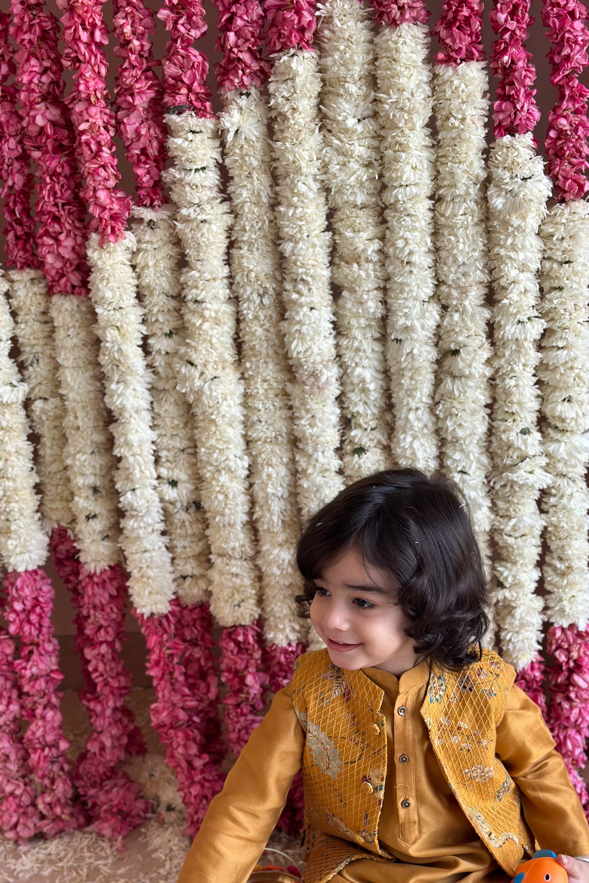 Azai Bandhi Set - Mustard Chintz