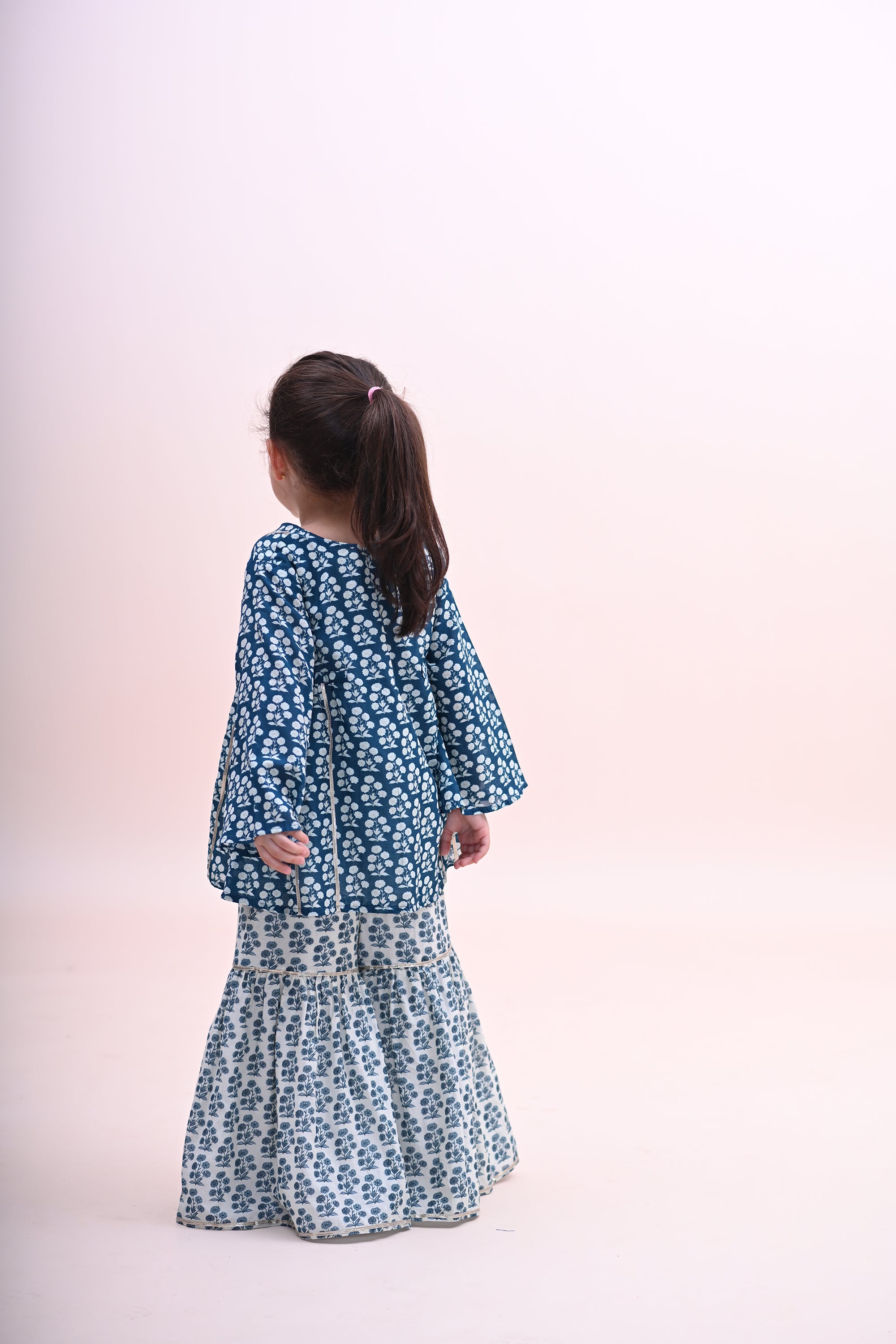 Tara Gharara Set - Dark Navy Rumi