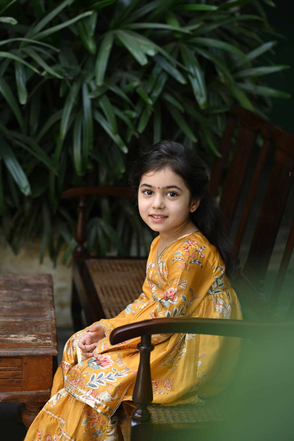 Reet Angrakha Sharara Set - Mustard Jungle Reverie
