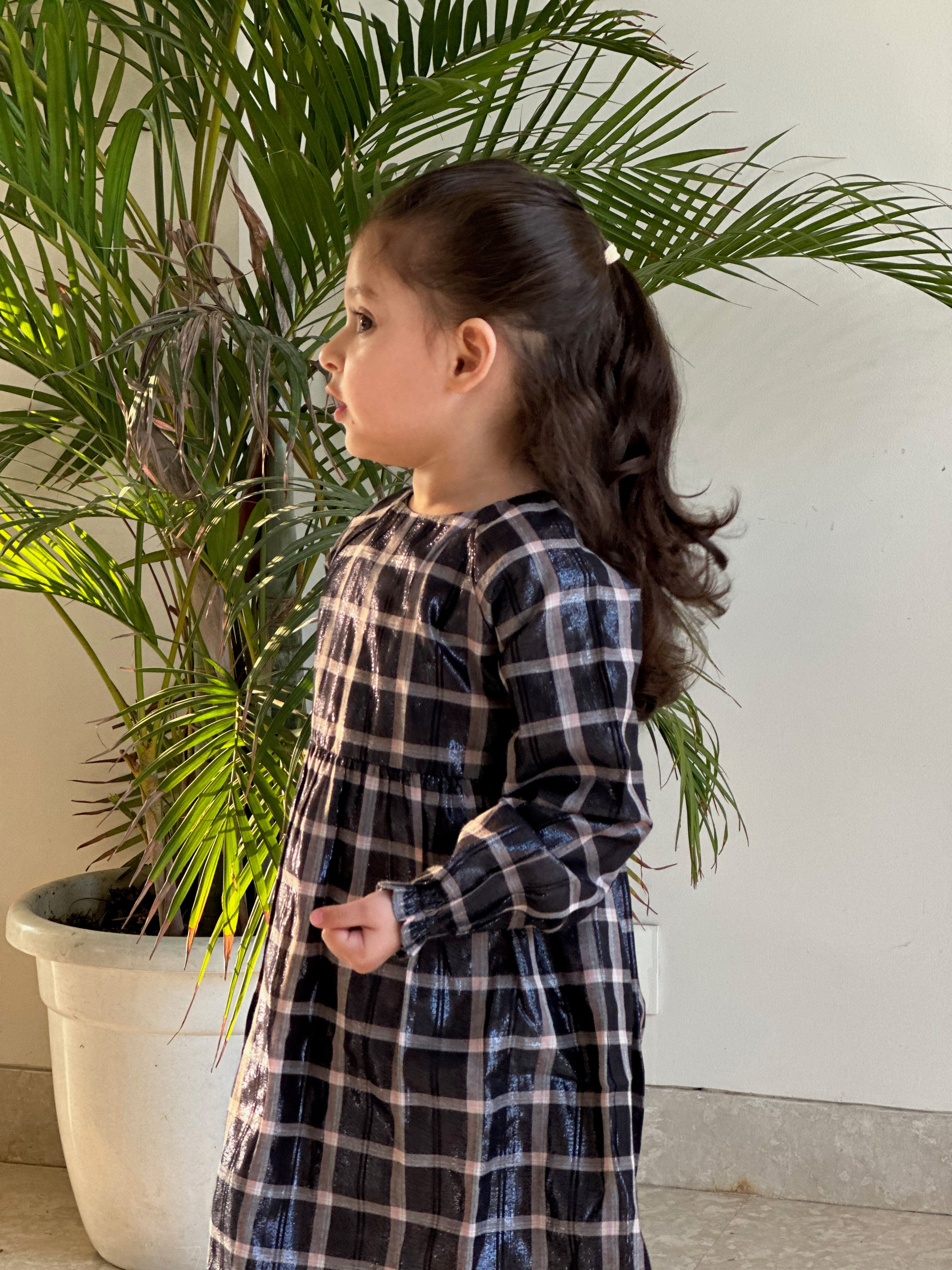 Metallic Check Dress