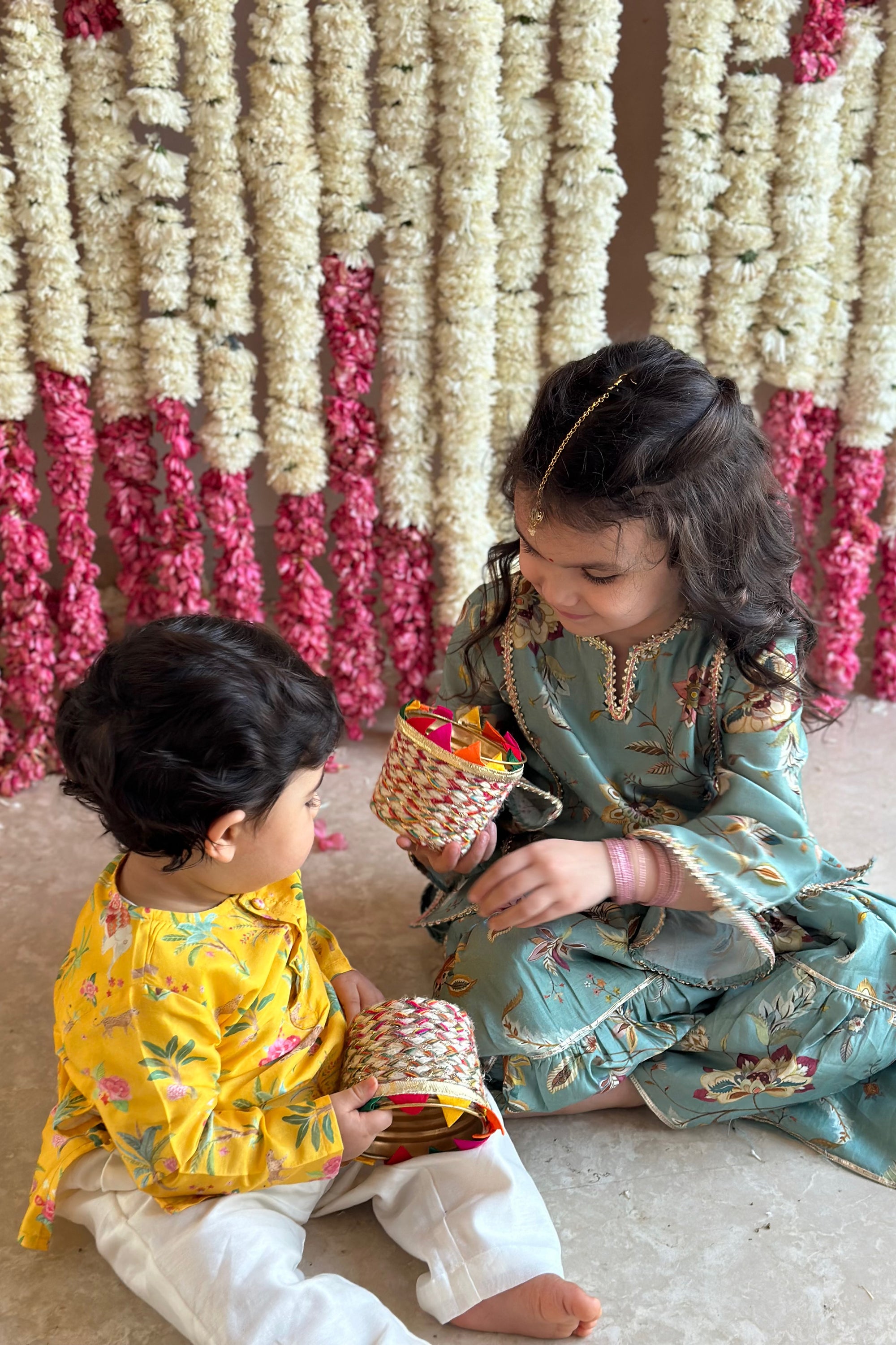 Miraan Kurta and Pyjama Set - Sunrise Yellow Sher Bagh