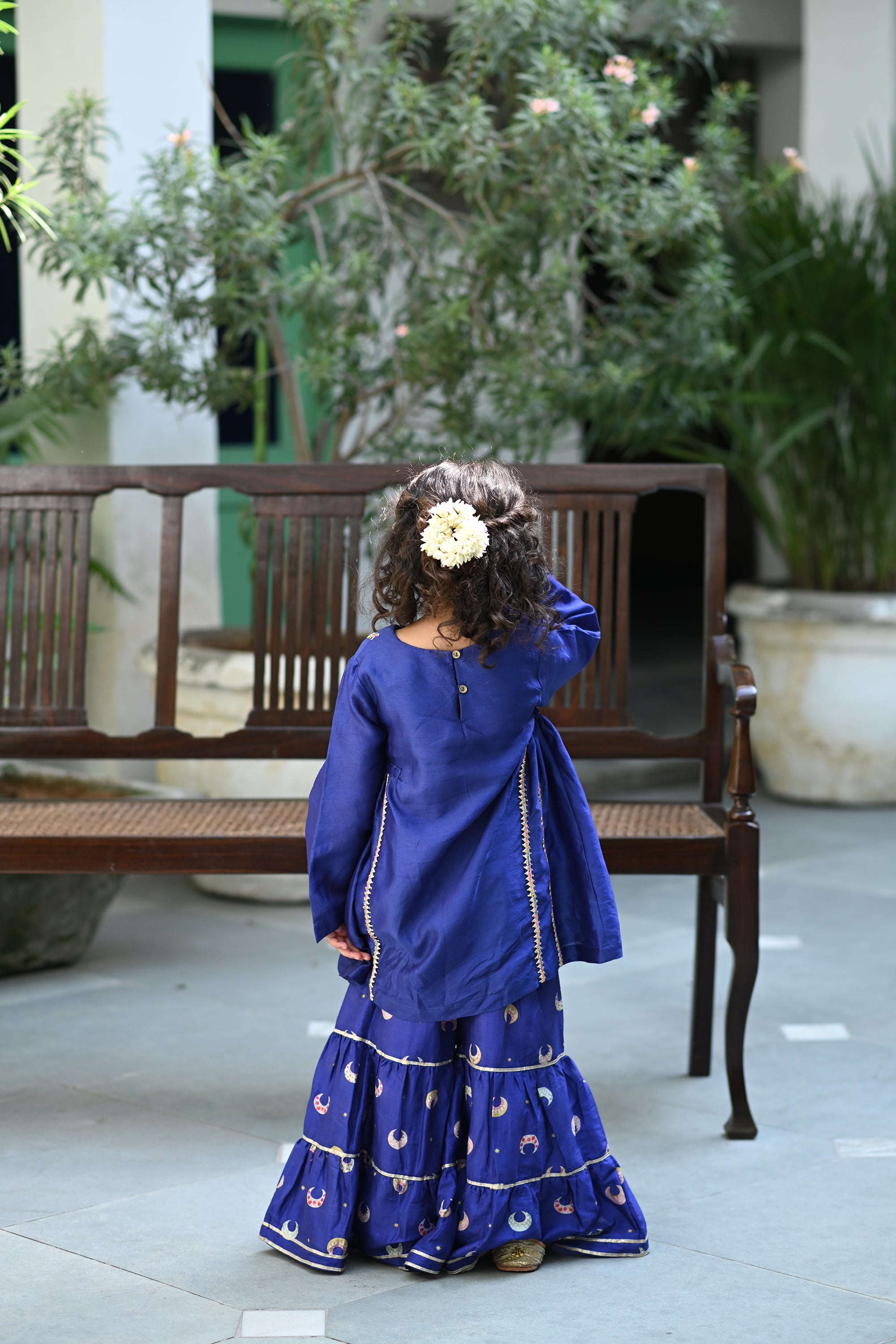 Naintara Gharara set - Royal Blue Chand