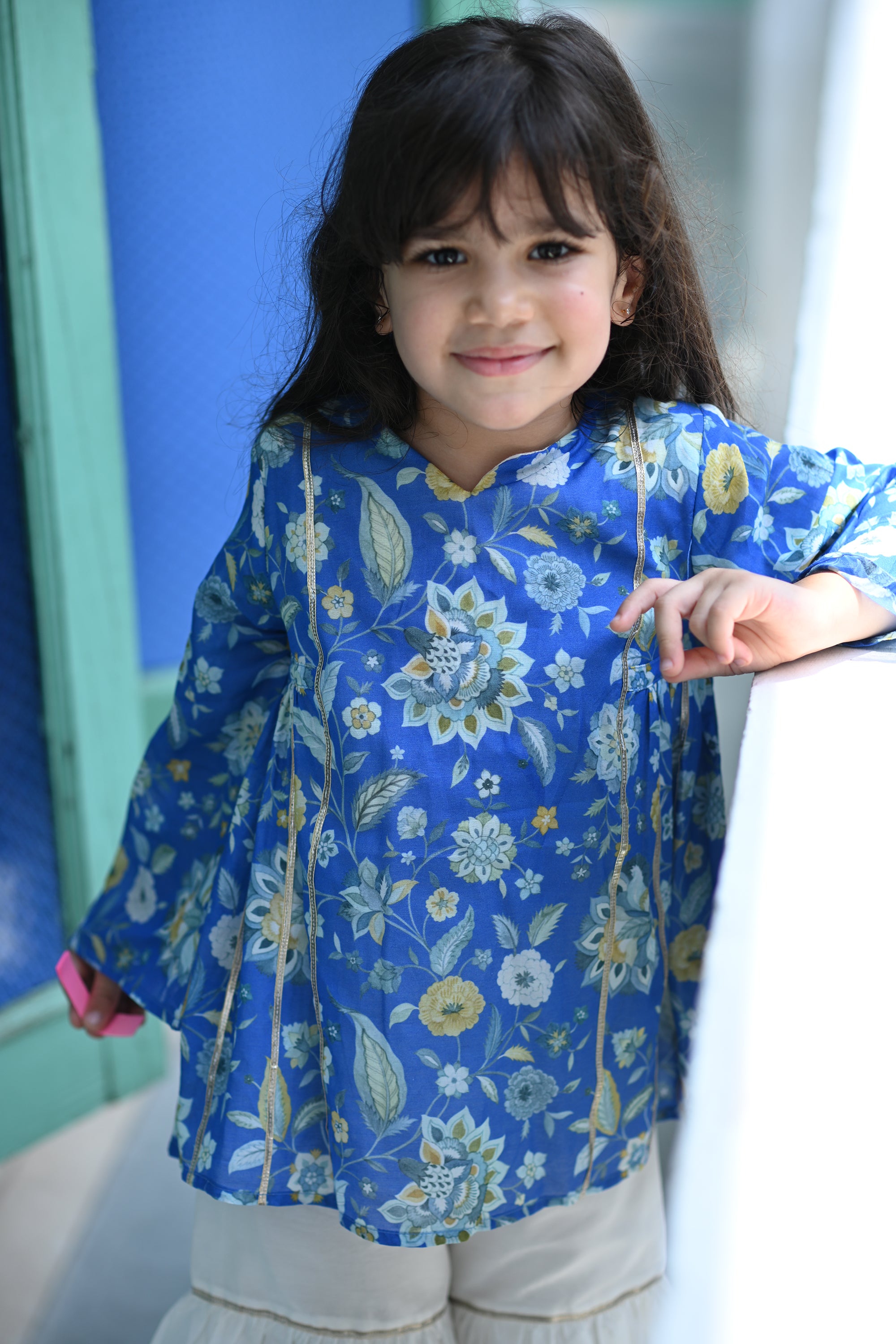 Tara Gharara Set - Royal Blue Farah Bagh