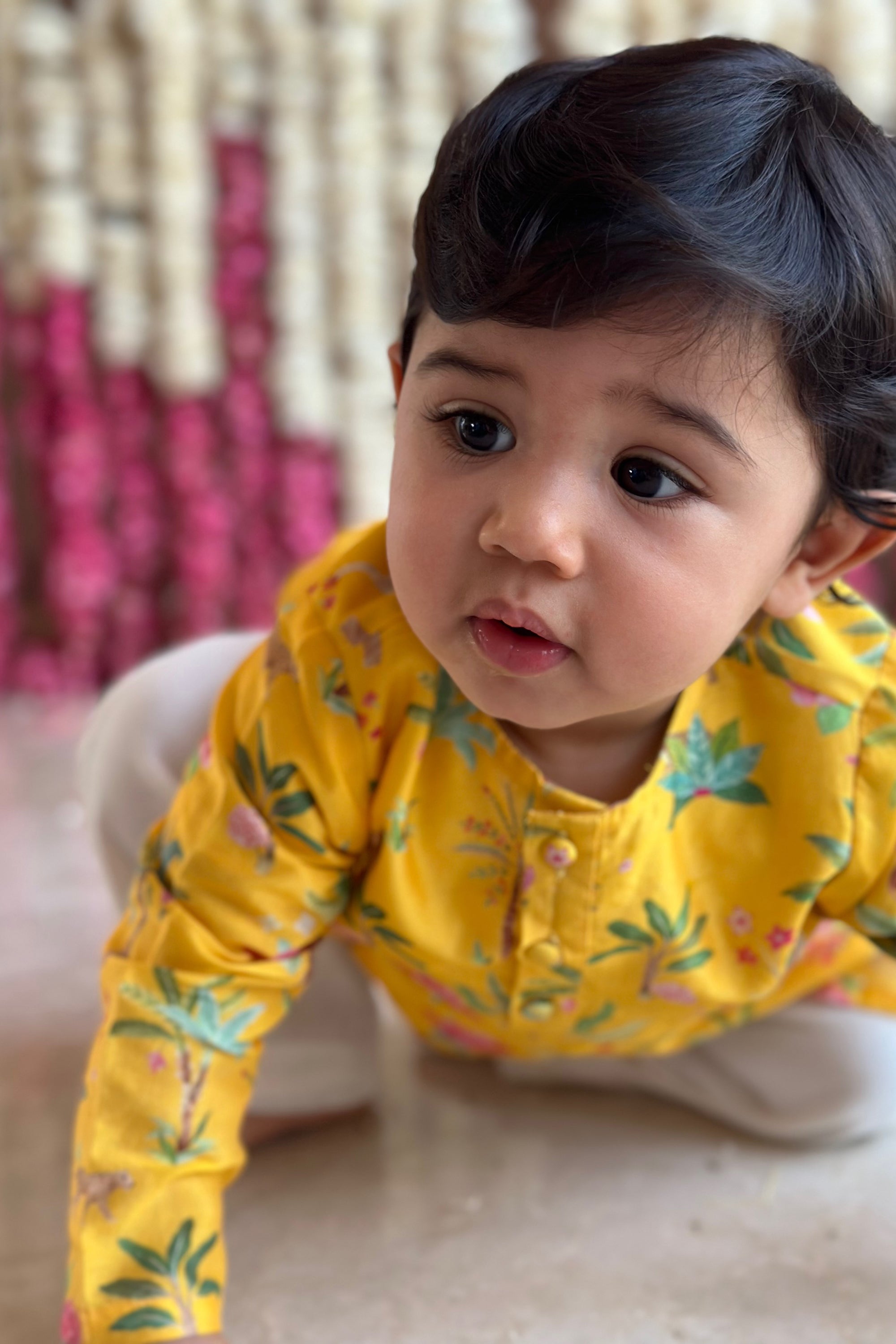 Miraan Kurta and Pyjama Set - Sunrise Yellow Sher Bagh