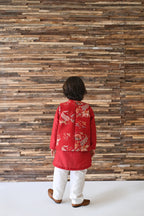 Fateh Bandhi Set- Red Haathi Chintz Threadwork