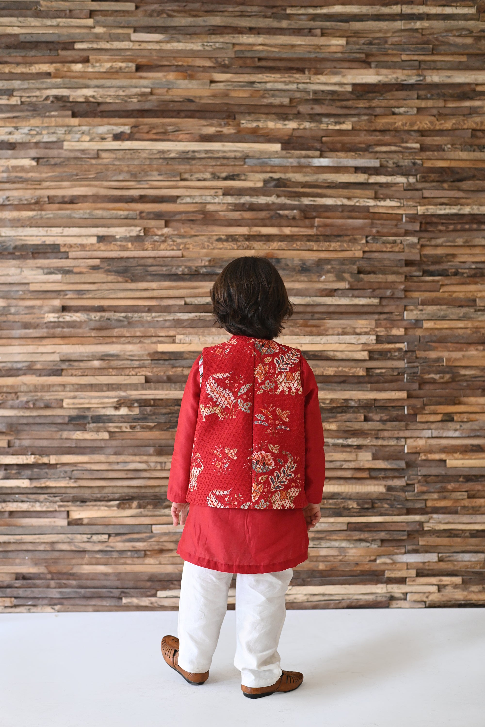 Fateh Bandhi Set- Red Haathi Chintz Threadwork