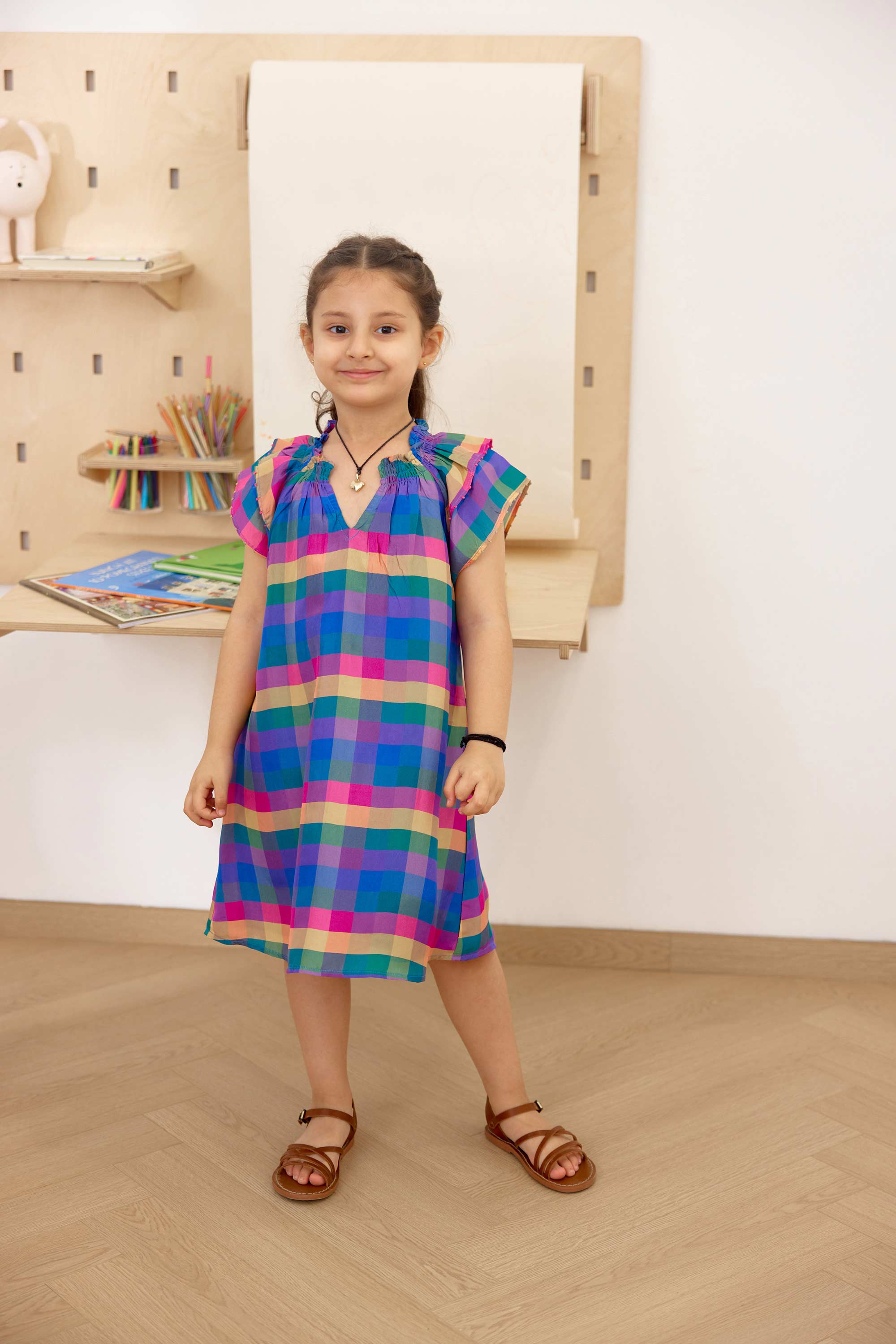 Hockney Dress - Rainbow Check