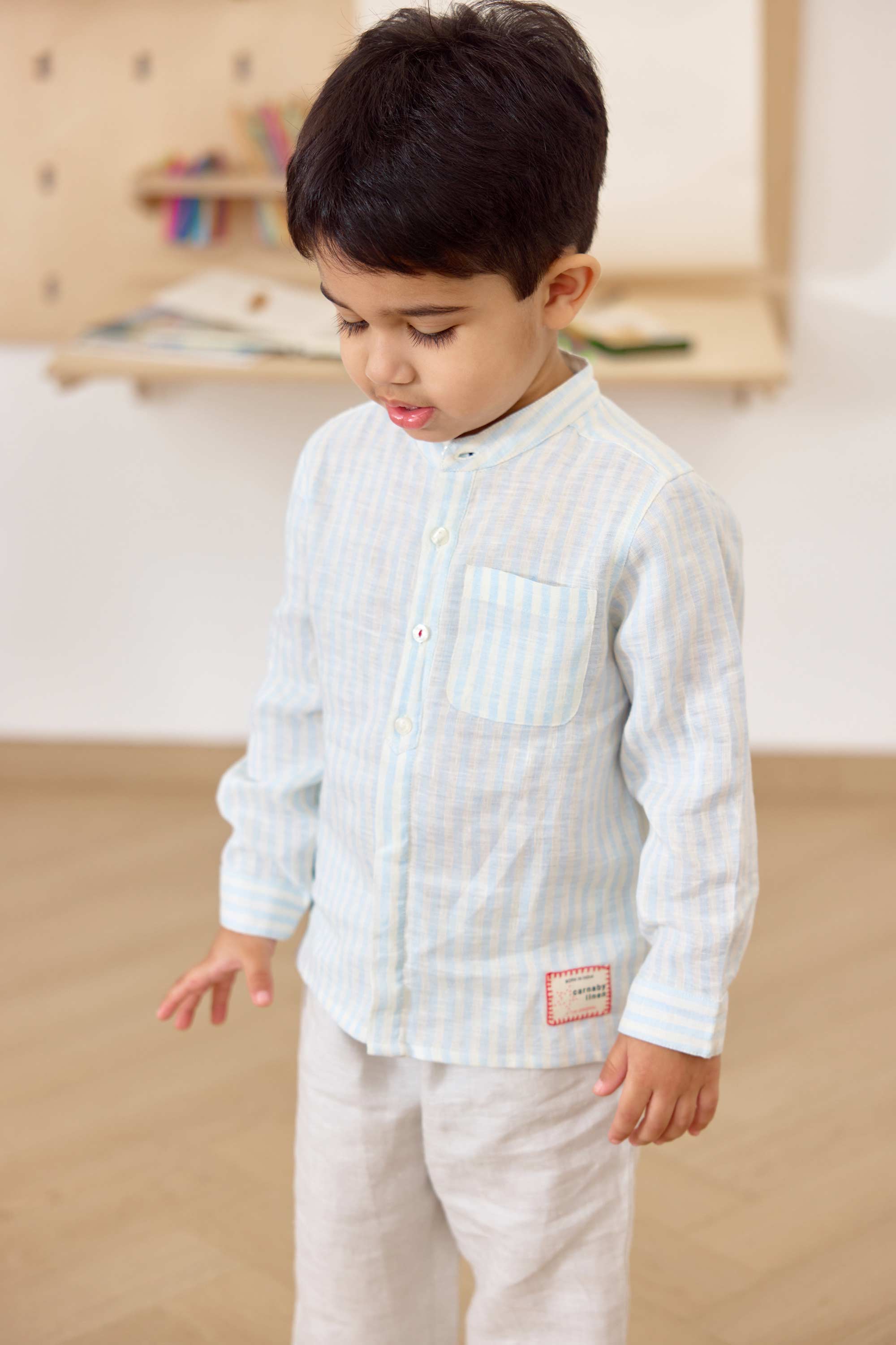 Grahame Shirt - Marine Ticking