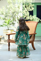 Mahanoor Gharara Set - Forest Green Jungle Reverie