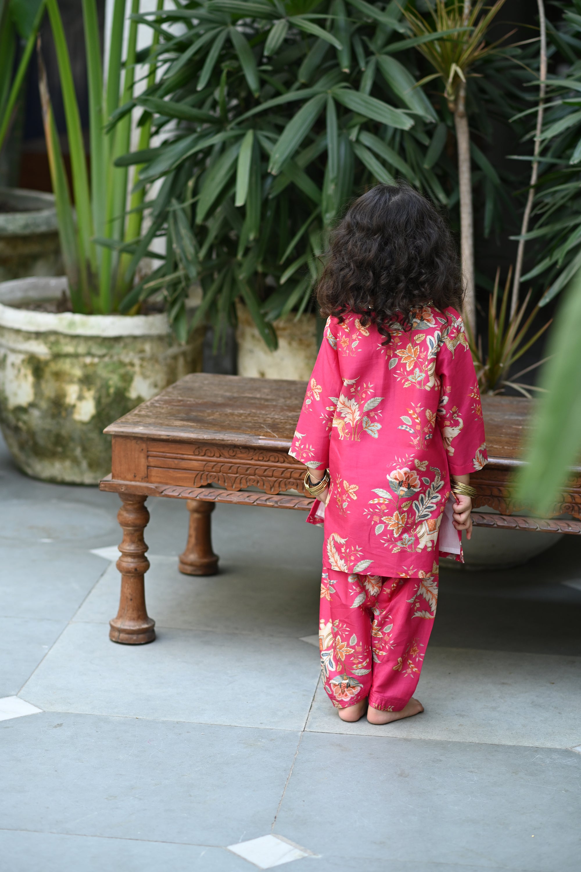 Seher Kurta Salwar  Set-Pink Haathi Chintz
