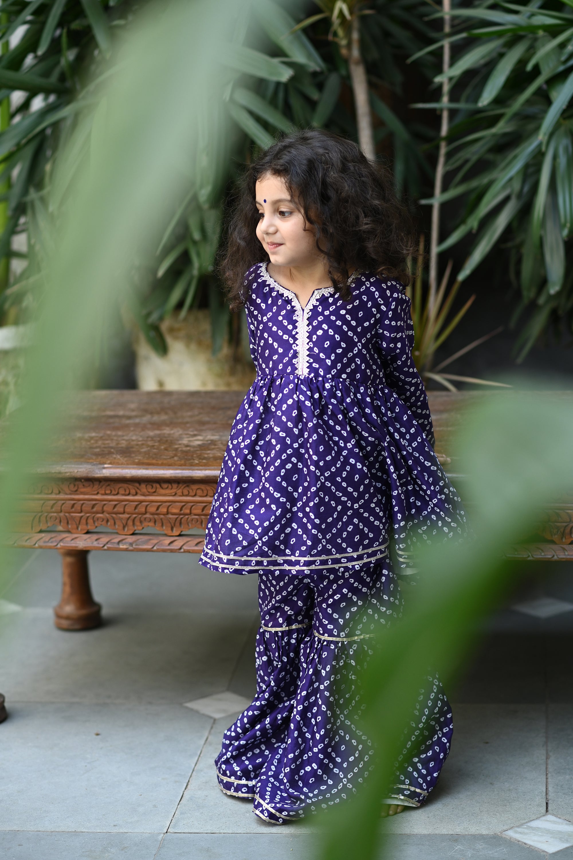 Mahanoor Gharara Set - Purple Bandhini