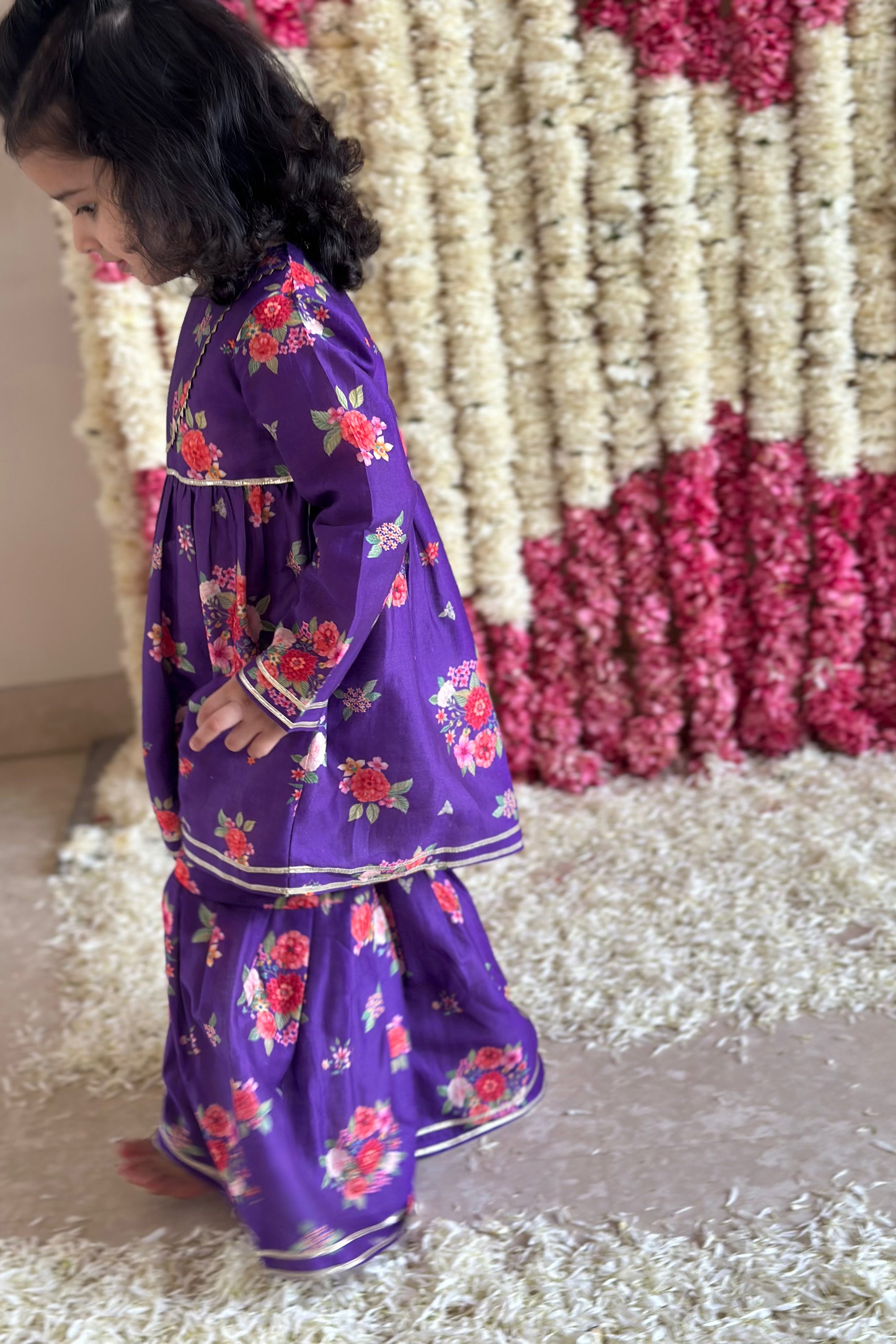 Diya Gharara Set - Purple Bagh