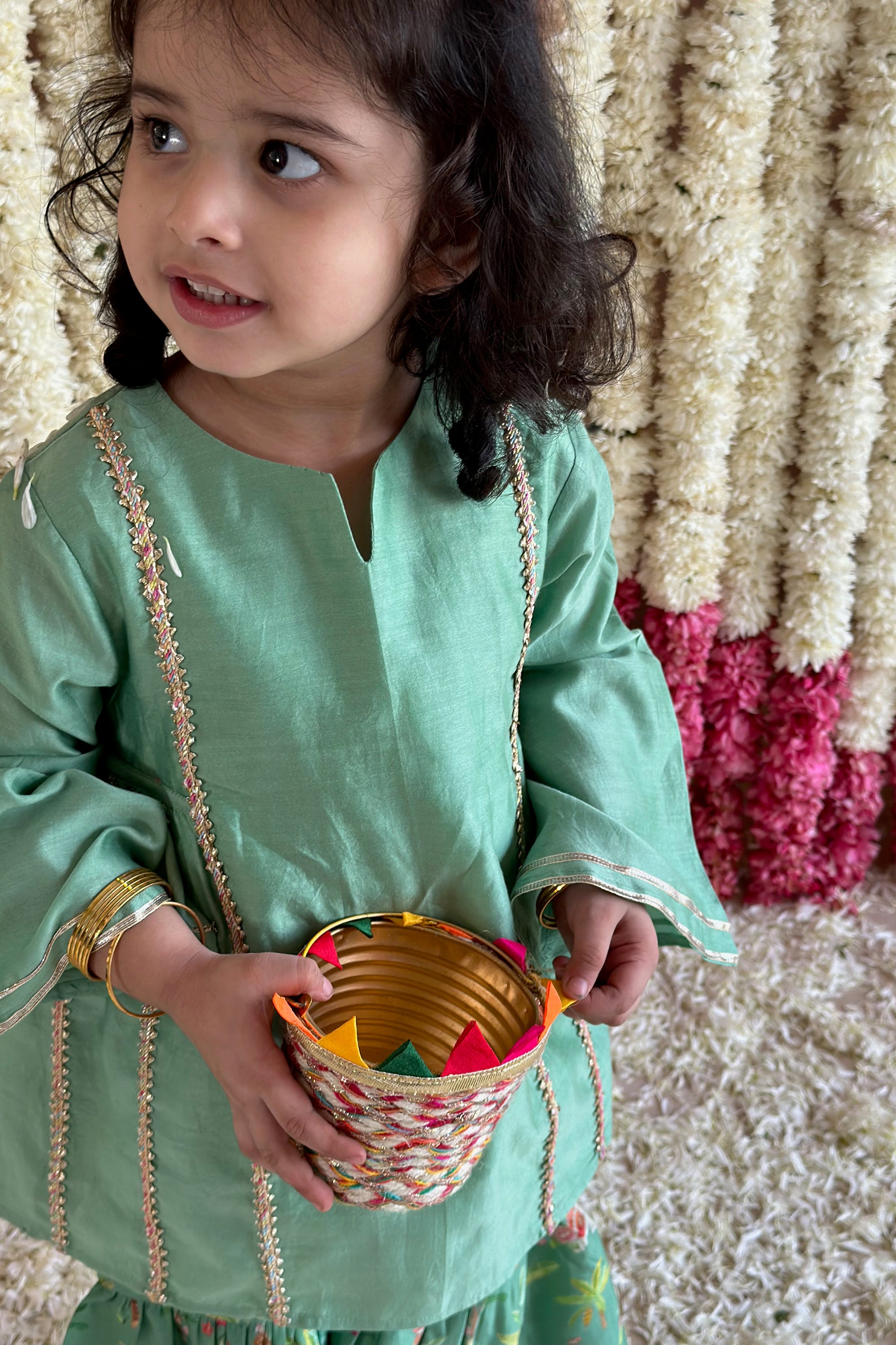 Tara Gharara Set - Pine Green Sher Bagh