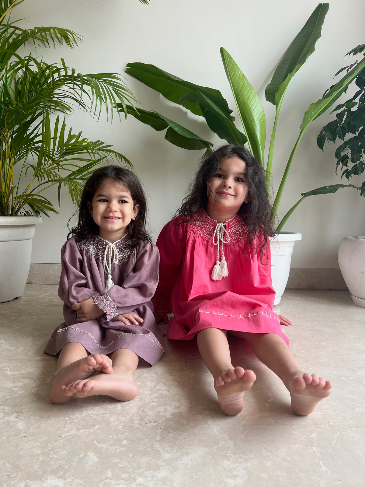 Leia Handsmocked Dress - Dusty Purple