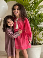 Leia Handsmocked Dress - Dusty Purple