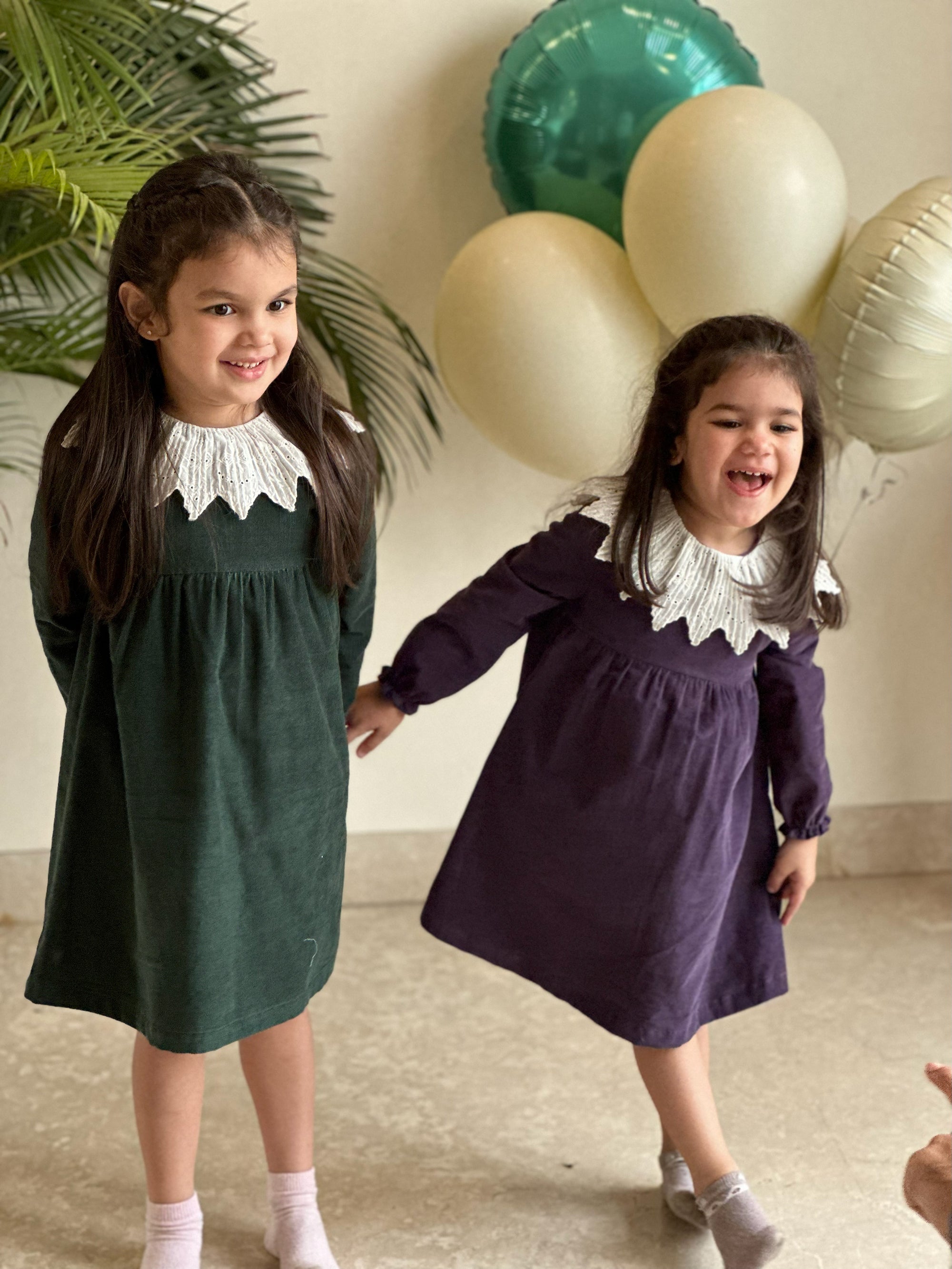 Green Cord Collar Dress
