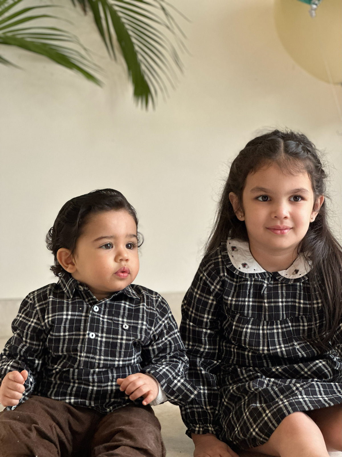 Checked Collar Wool Dress