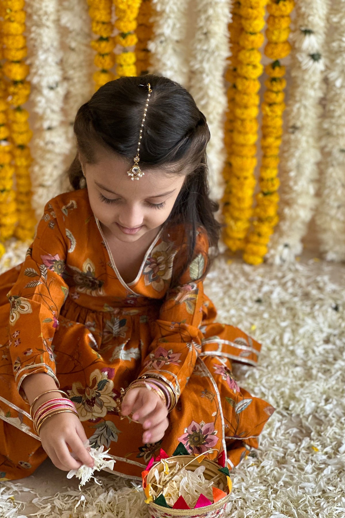 Namah Angrakha Sharara Set - Rust Sanobar Chintz