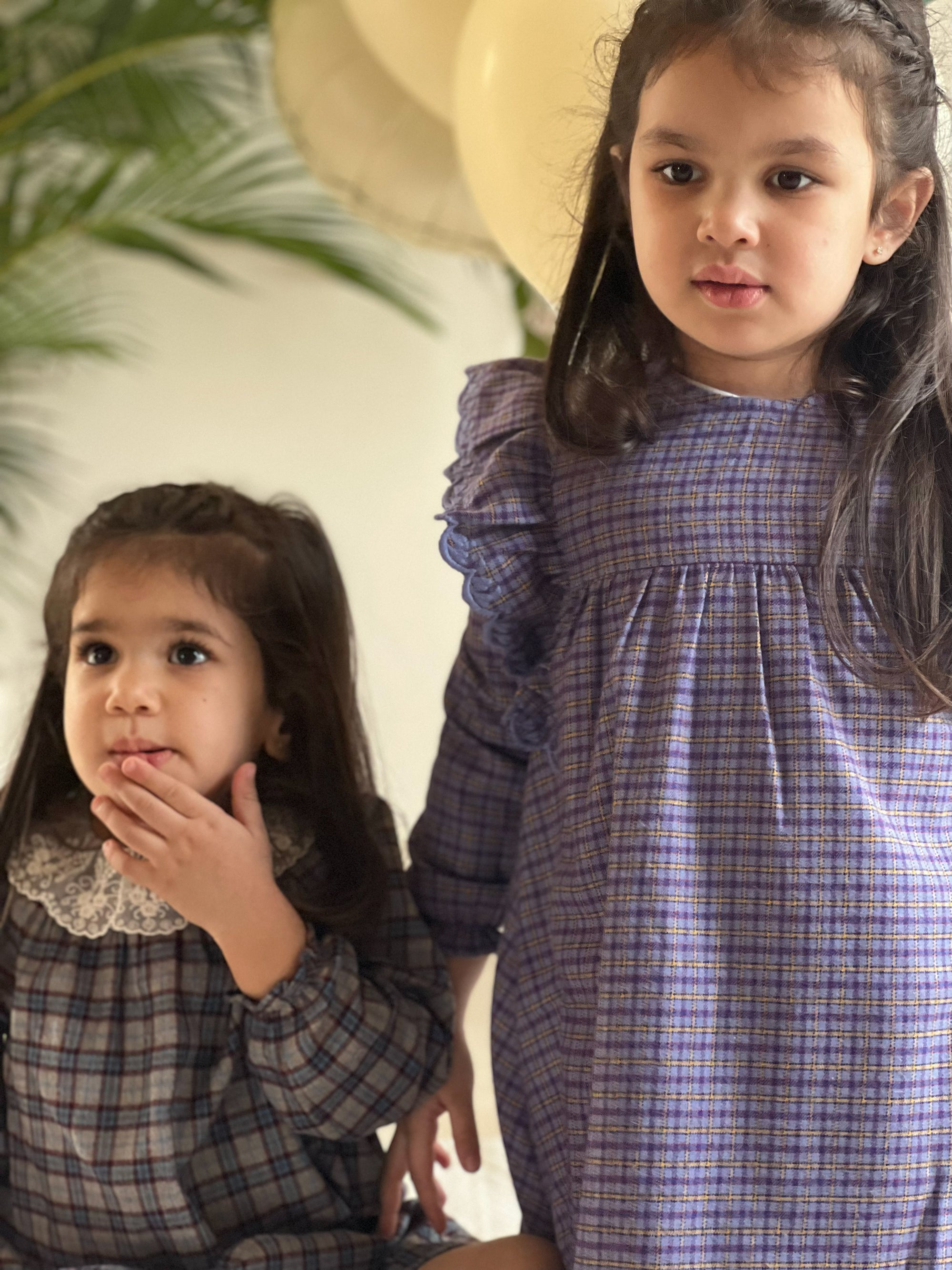 Purple Flannel Embroidered Dress