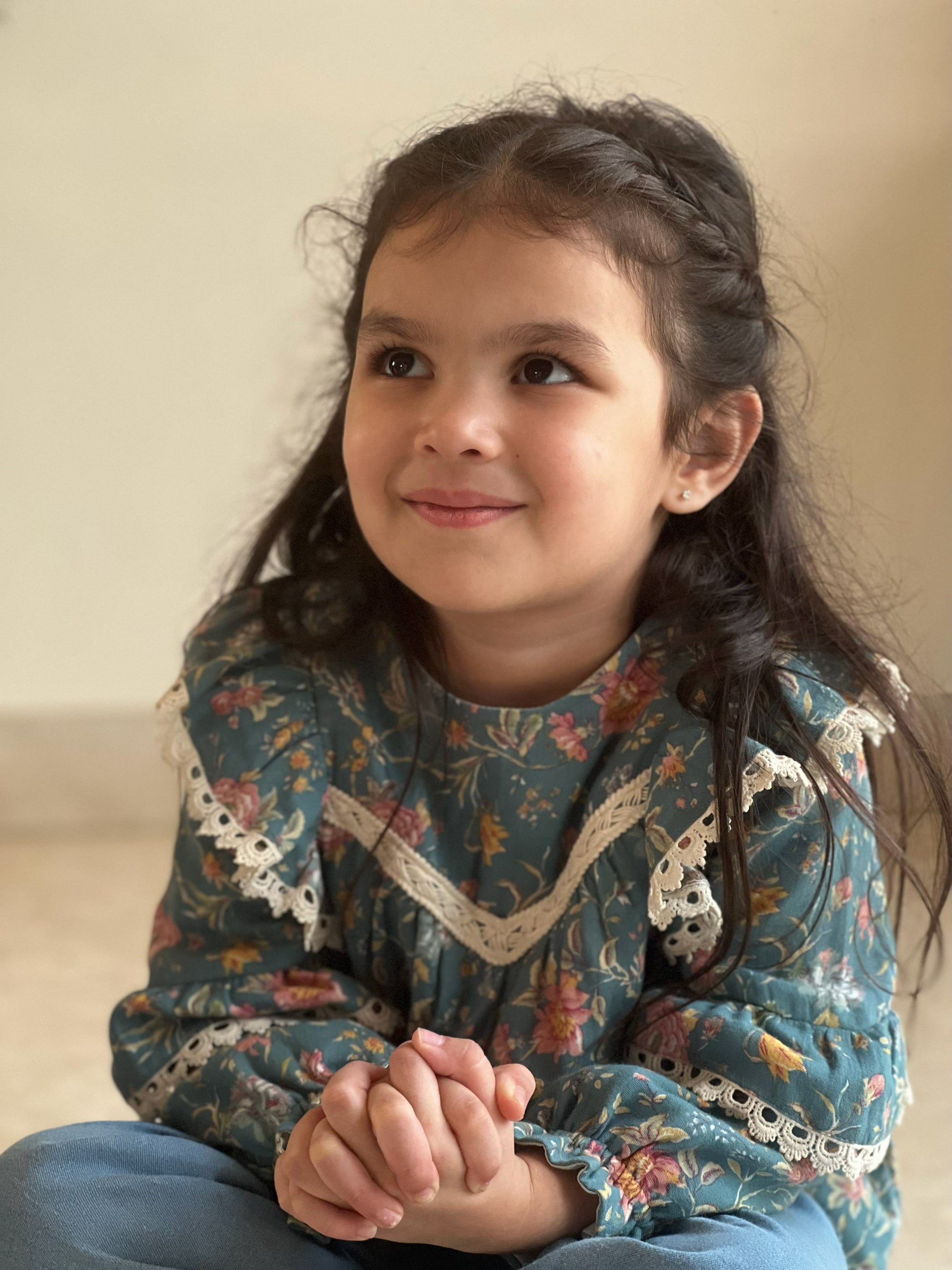 Teal Meadow French Chintz Blouse