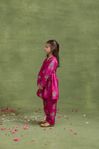 Fushia Raffia Angrakha Set