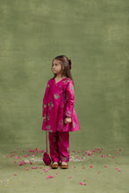 Fushia Raffia Angrakha Set