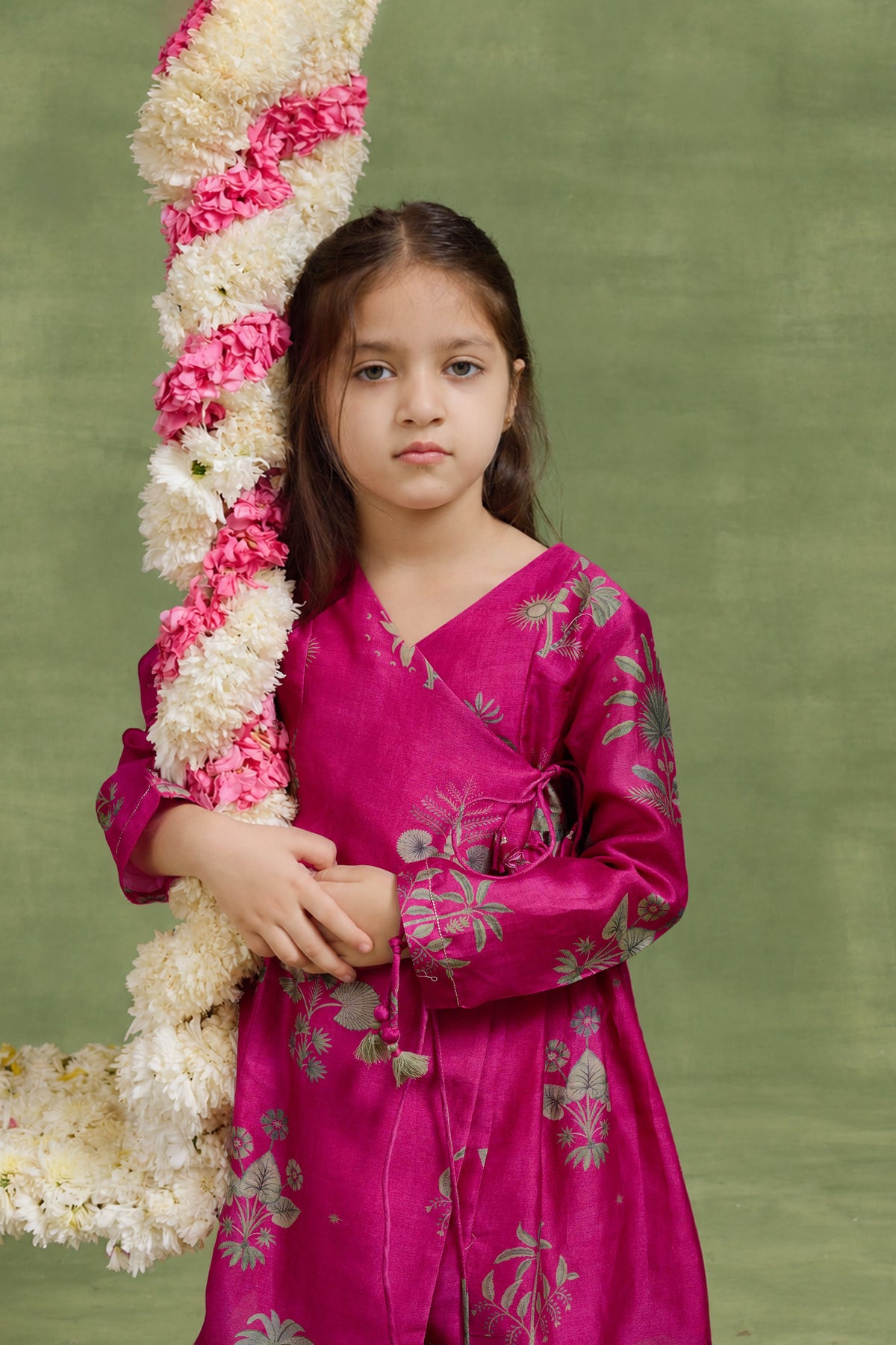 Fushia Raffia Angrakha Set