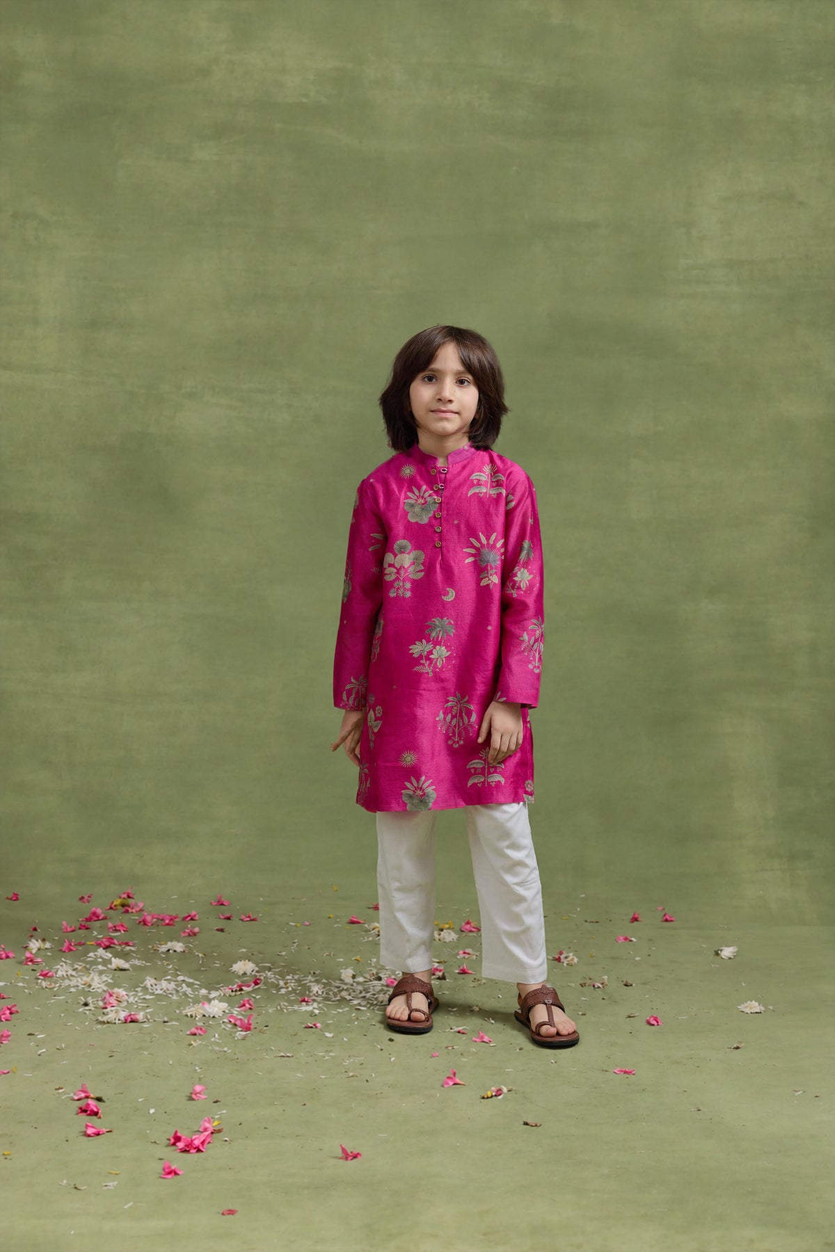 Fushia Raffia Kurta Set