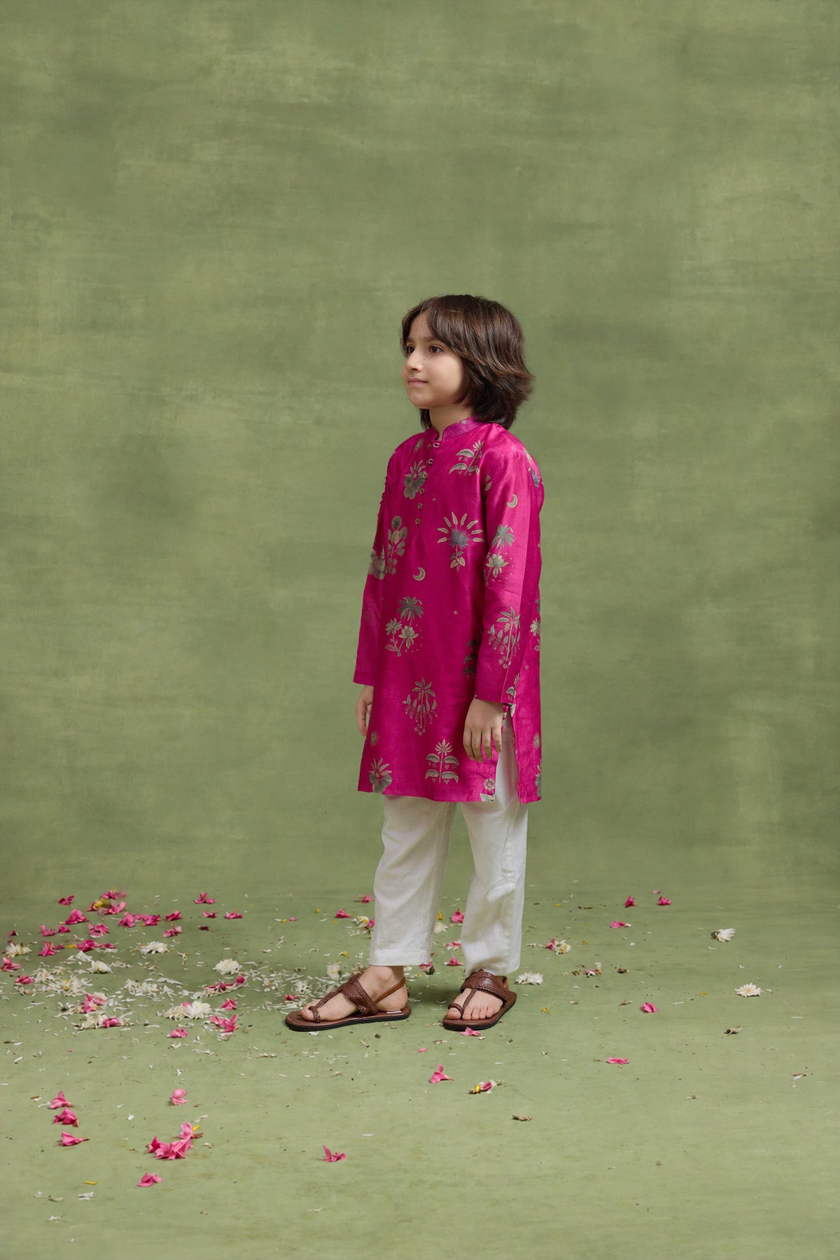 Fushia Raffia Kurta Set