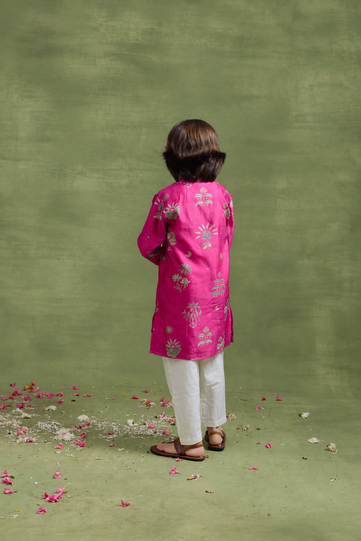 Fushia Raffia Kurta Set