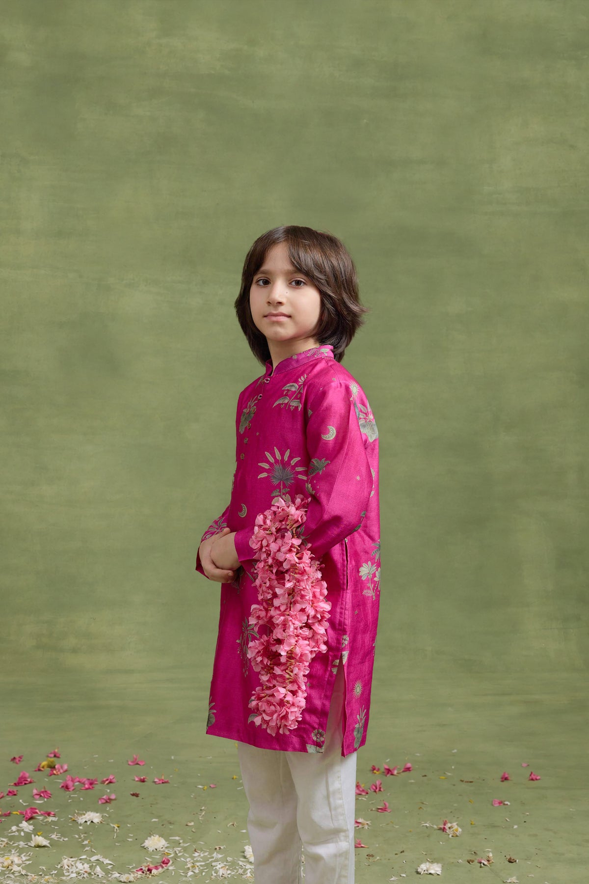 Fushia Raffia Kurta Set