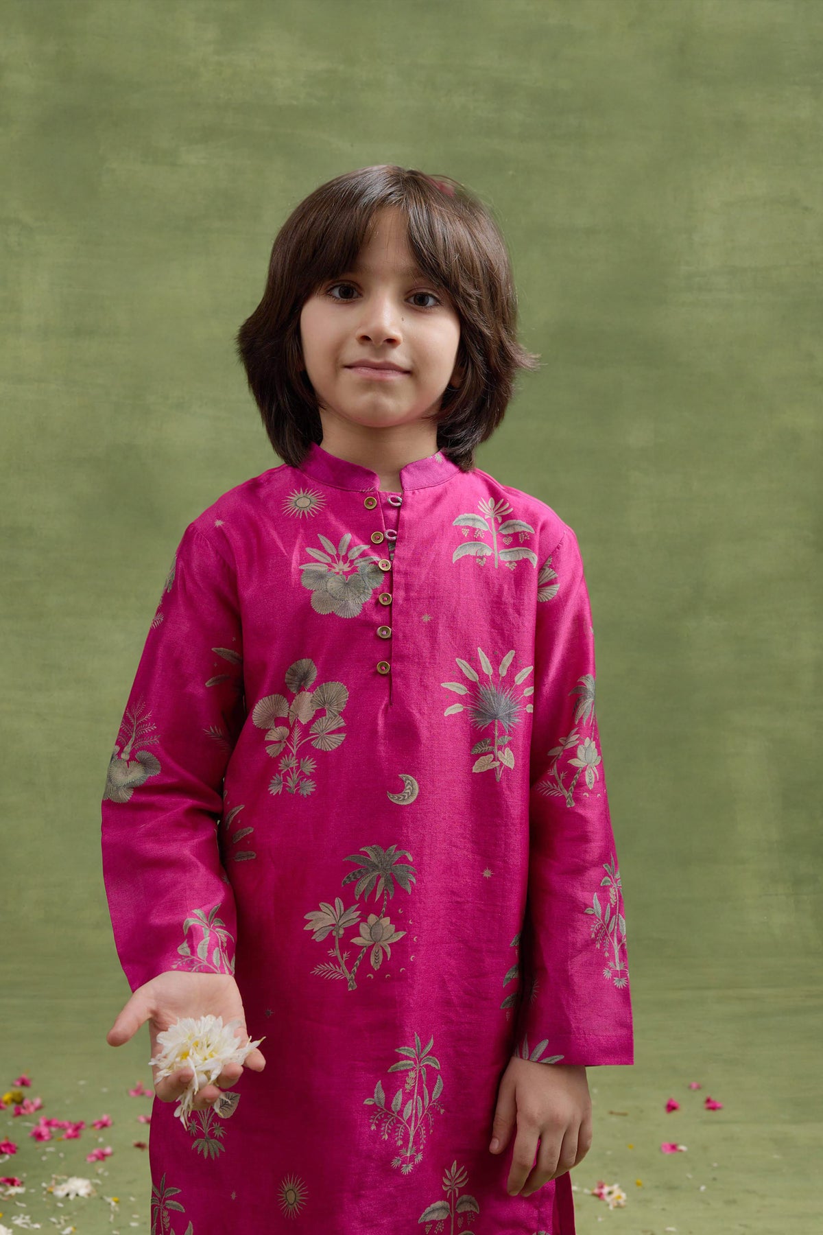 Fushia Raffia Kurta Set